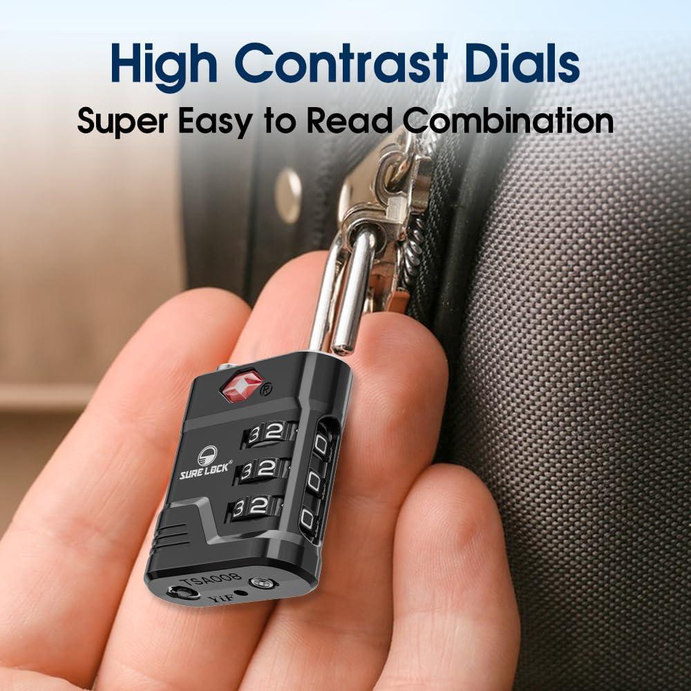 Candados TSA Sure Lock para Equipaje - 2 Piezas, Negro
