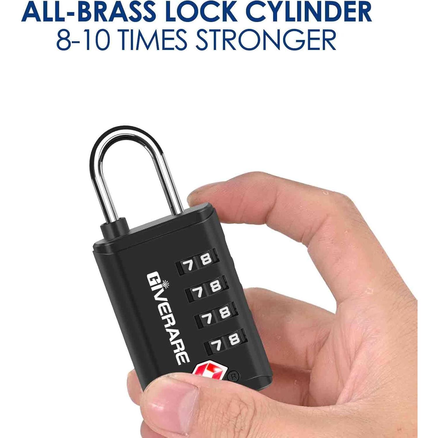 4 Candados de Equipaje TSA GIVERARE 4 Dígitos Antirrobo Negro