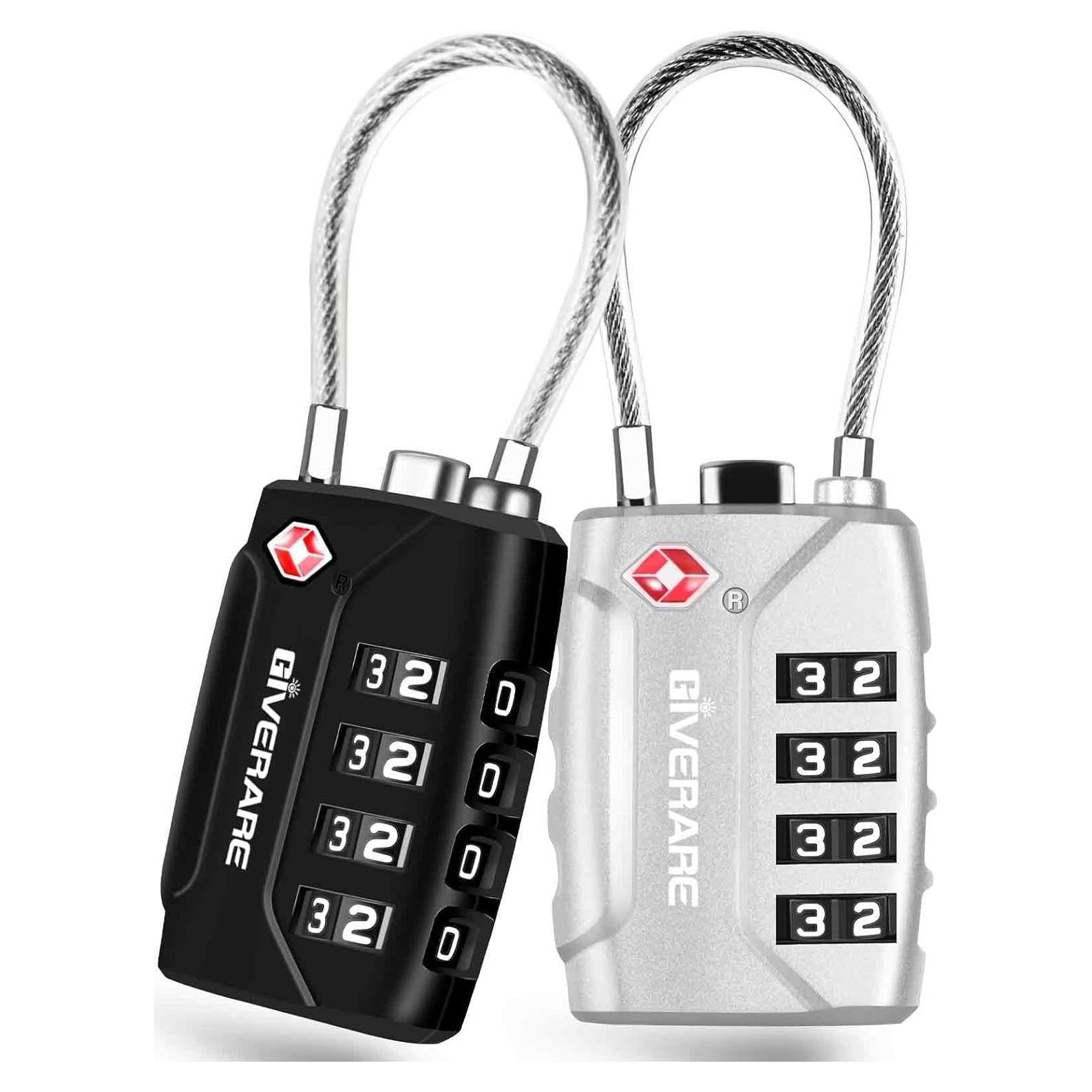 2 Candados de Equipaje GIVERARE TSA 4 Dígitos Inrompibles