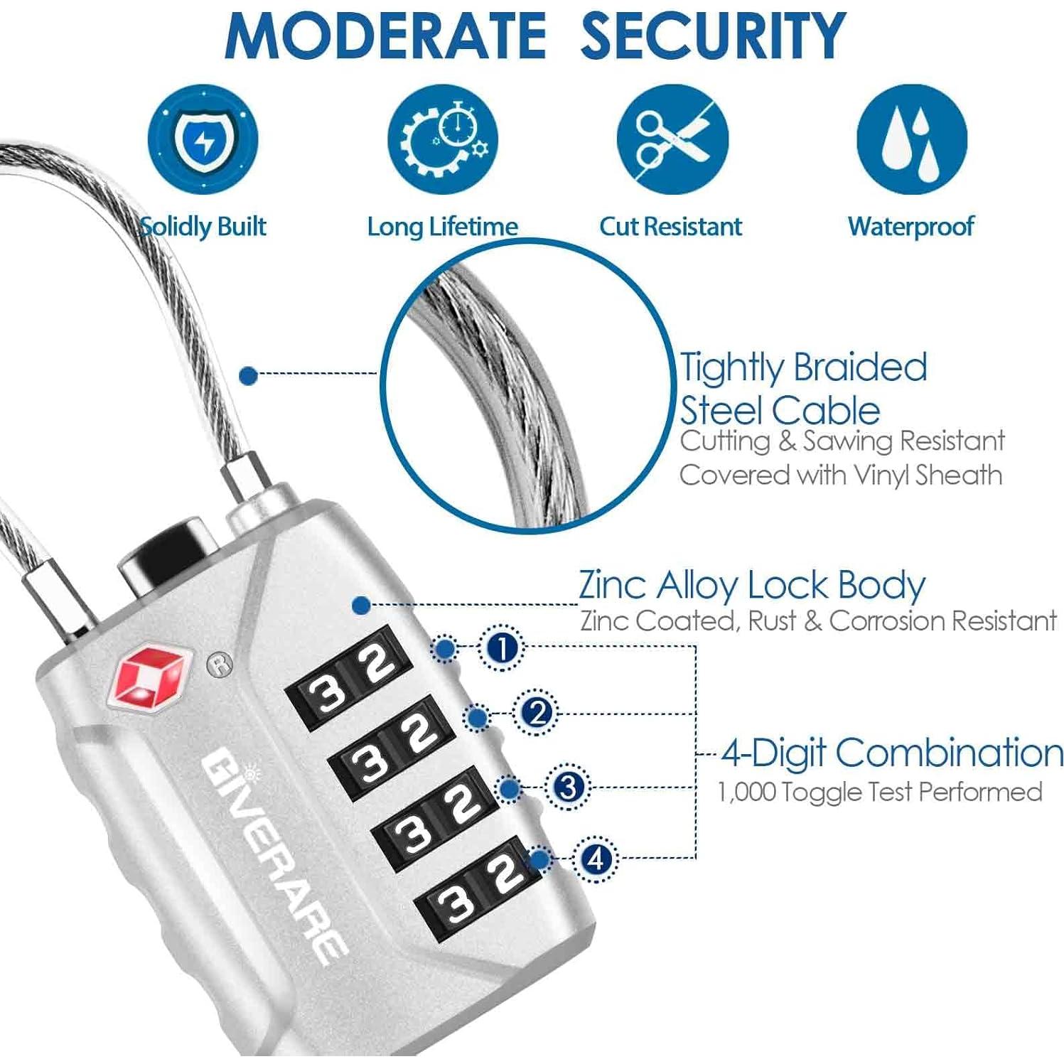 2 Candados de Equipaje GIVERARE TSA 4 Dígitos Inrompibles