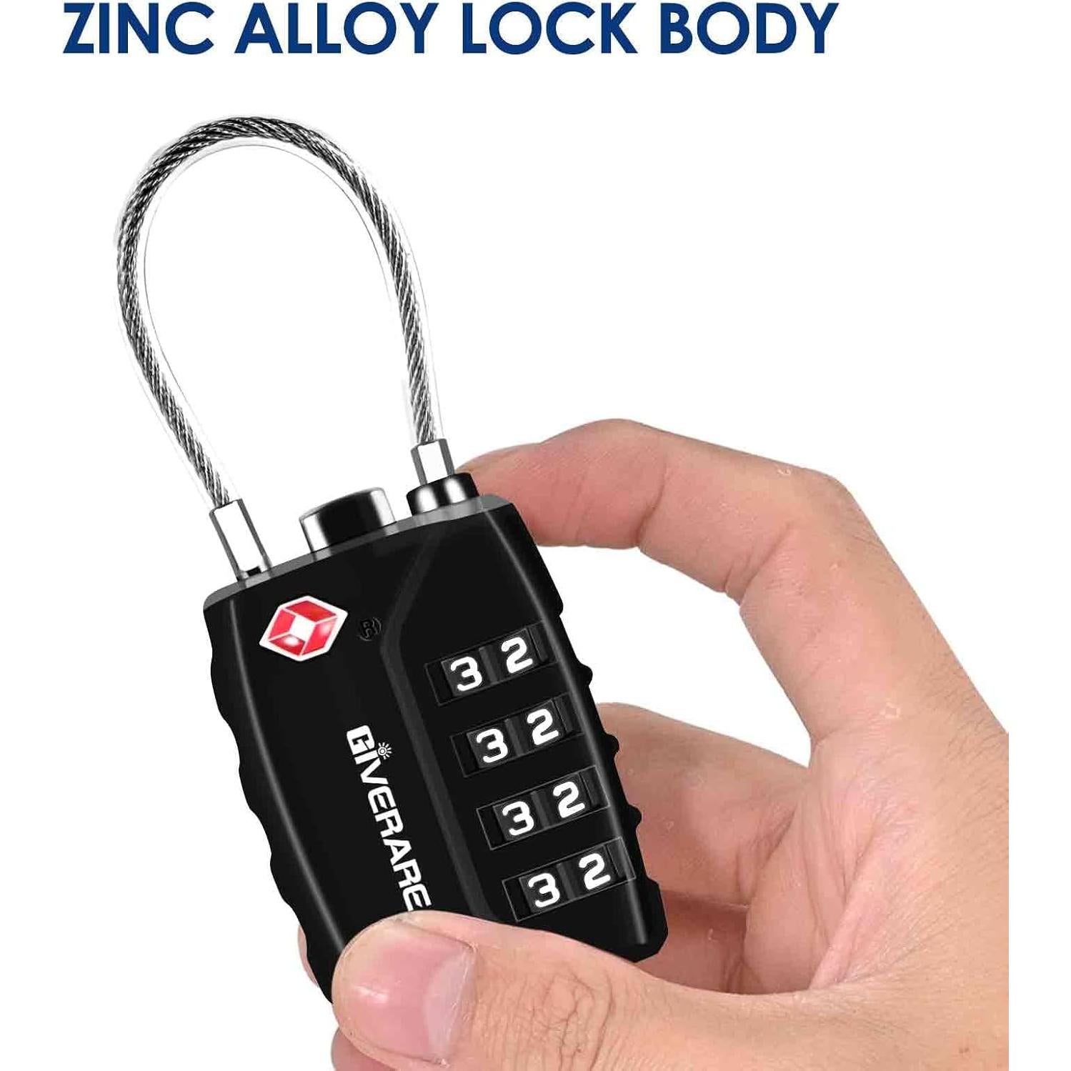 2 Candados de Equipaje GIVERARE TSA 4 Dígitos Inrompibles