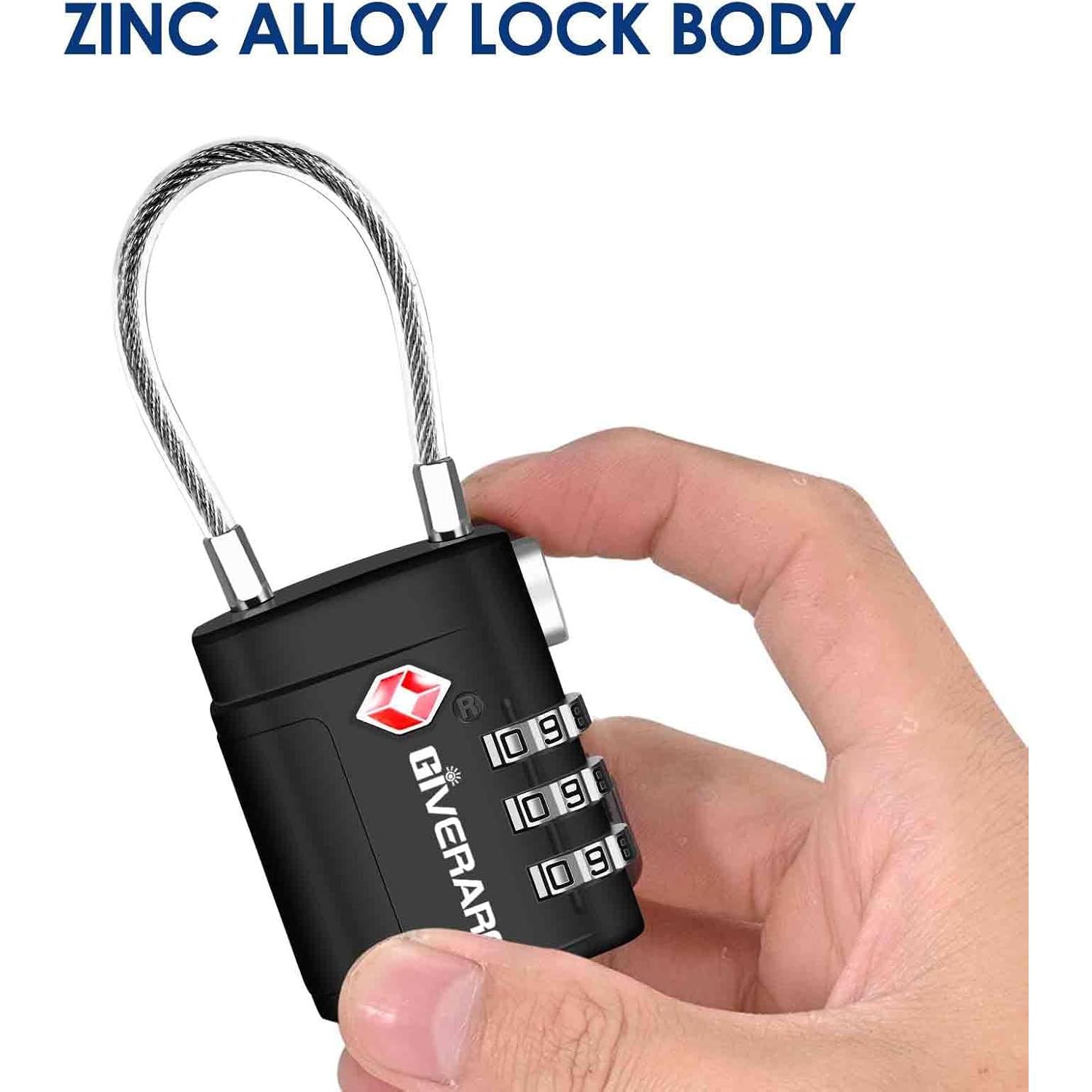 2 Candados de Equipaje TSA GIVERARE con Combinación 3 Dígitos
