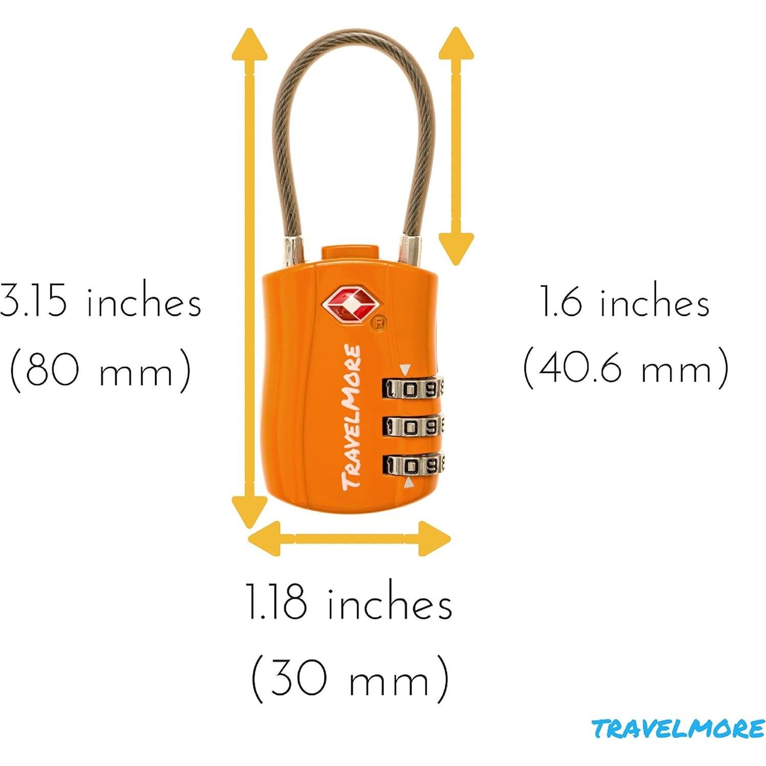 Paquete de 10 Candados de Combinación TSA TravelMore Naranja