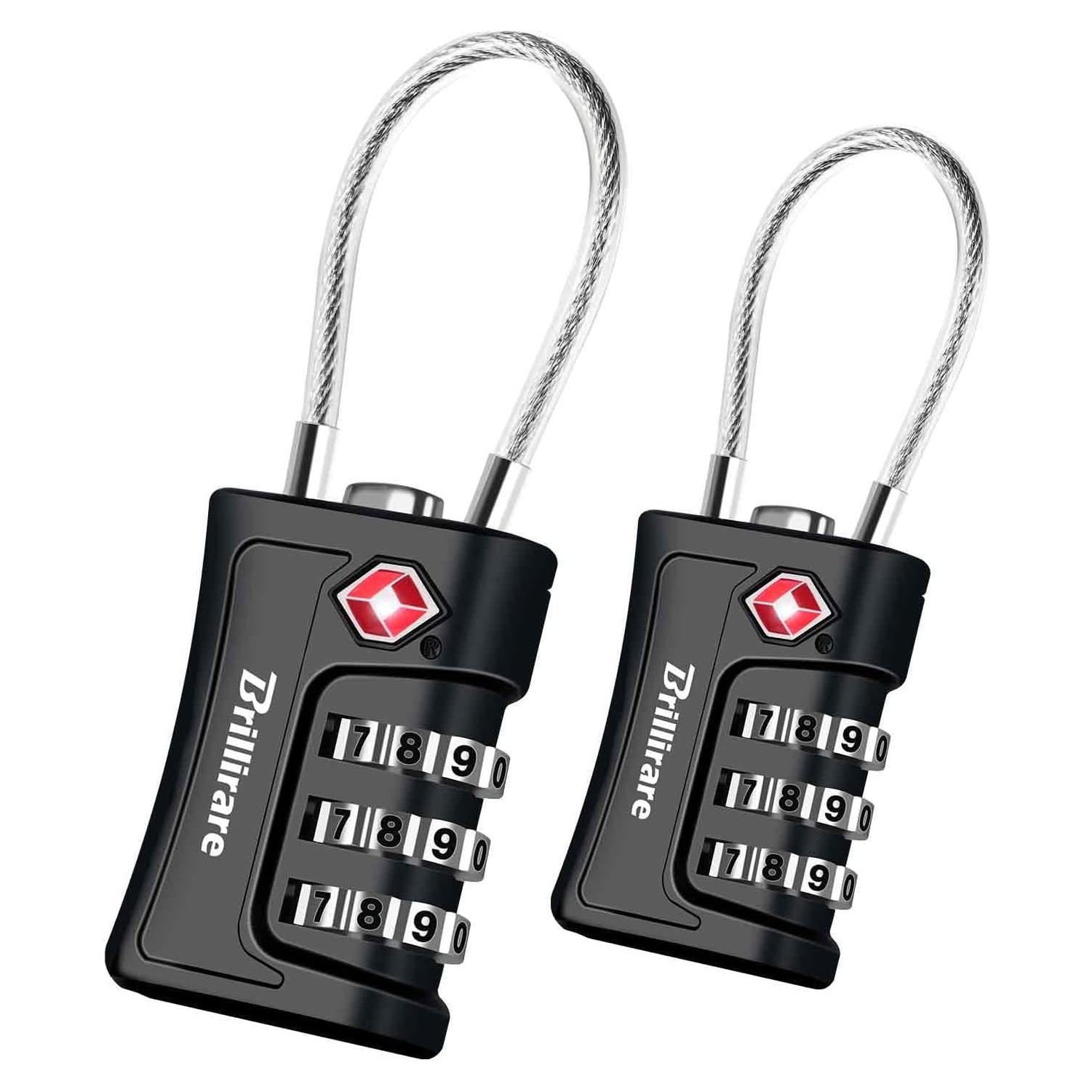 2 Candados de Combinación Brillirare TSA Impermeables 3 Dígitos