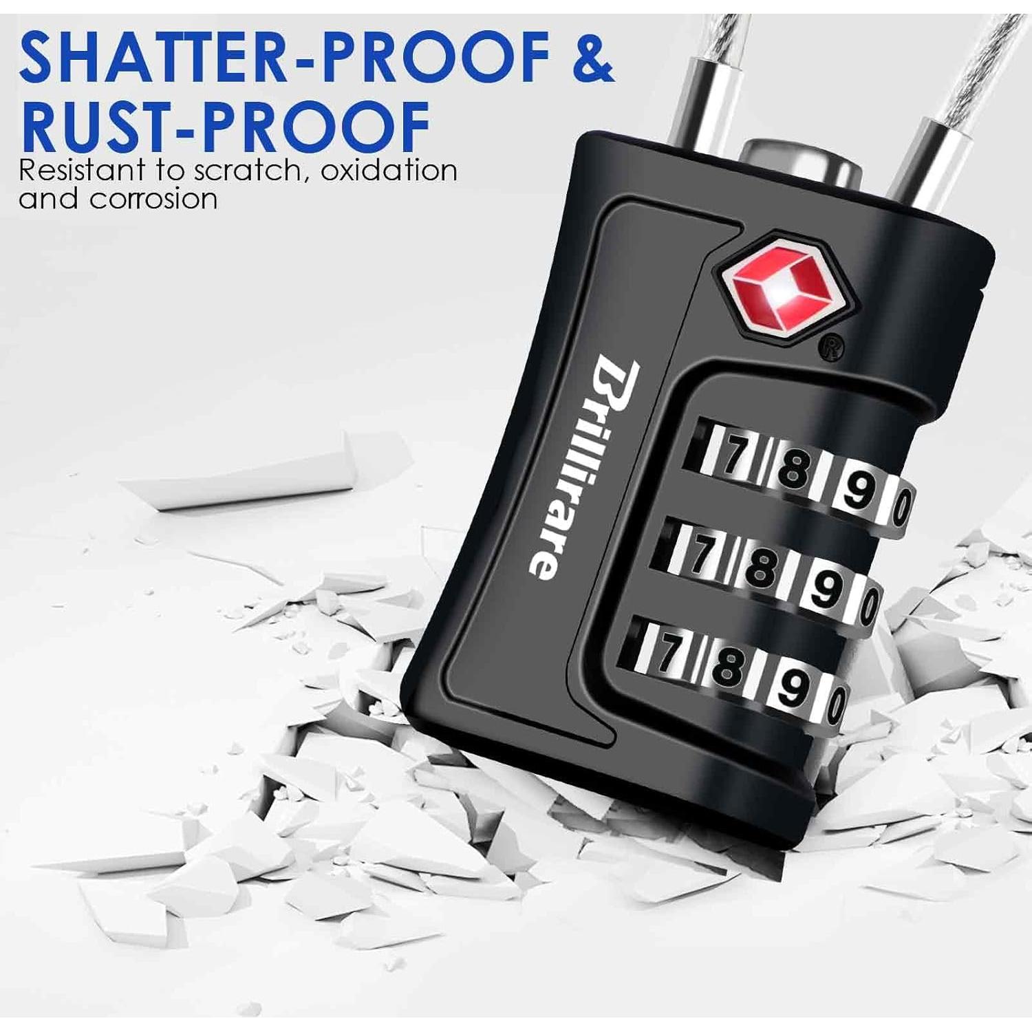 2 Candados de Combinación Brillirare TSA Impermeables 3 Dígitos