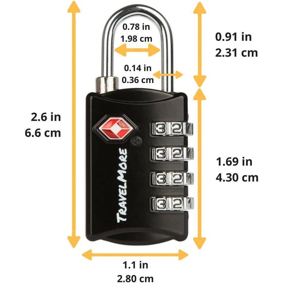 5 Candados de Equipaje TSA TravelMore con Combinación 4 Dígitos