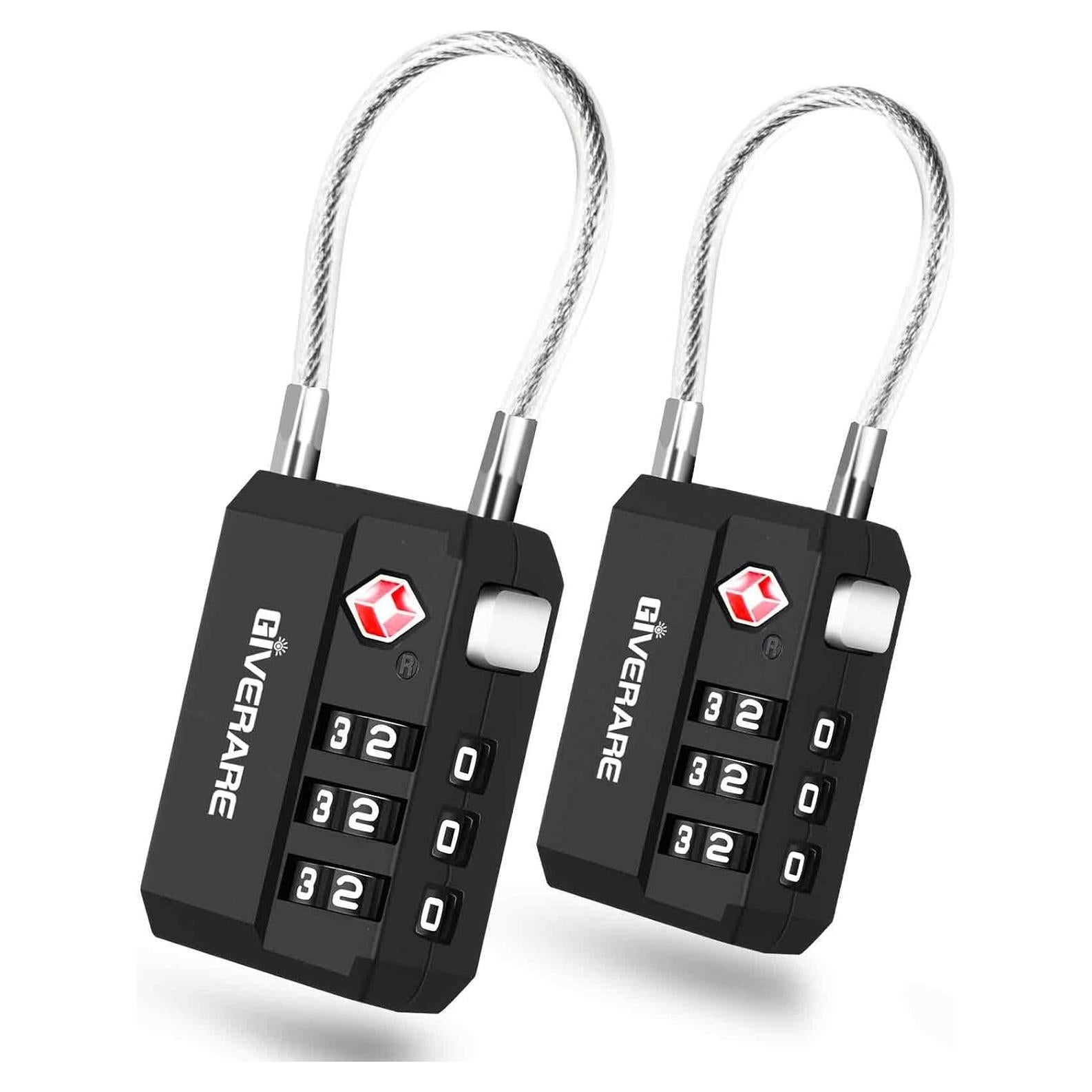 2 Candados de Equipaje GIVERARE Aprobados por TSA - Combinación 3 Dígitos