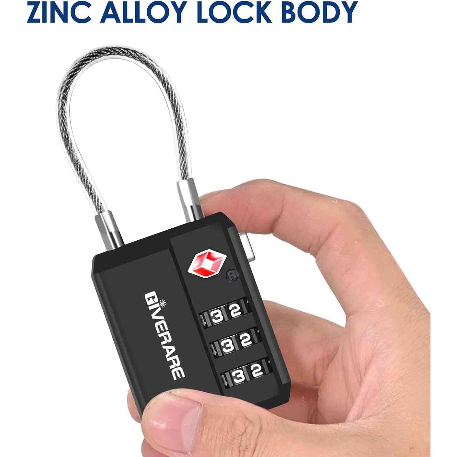 2 Candados de Equipaje GIVERARE Aprobados por TSA - Combinación 3 Dígitos
