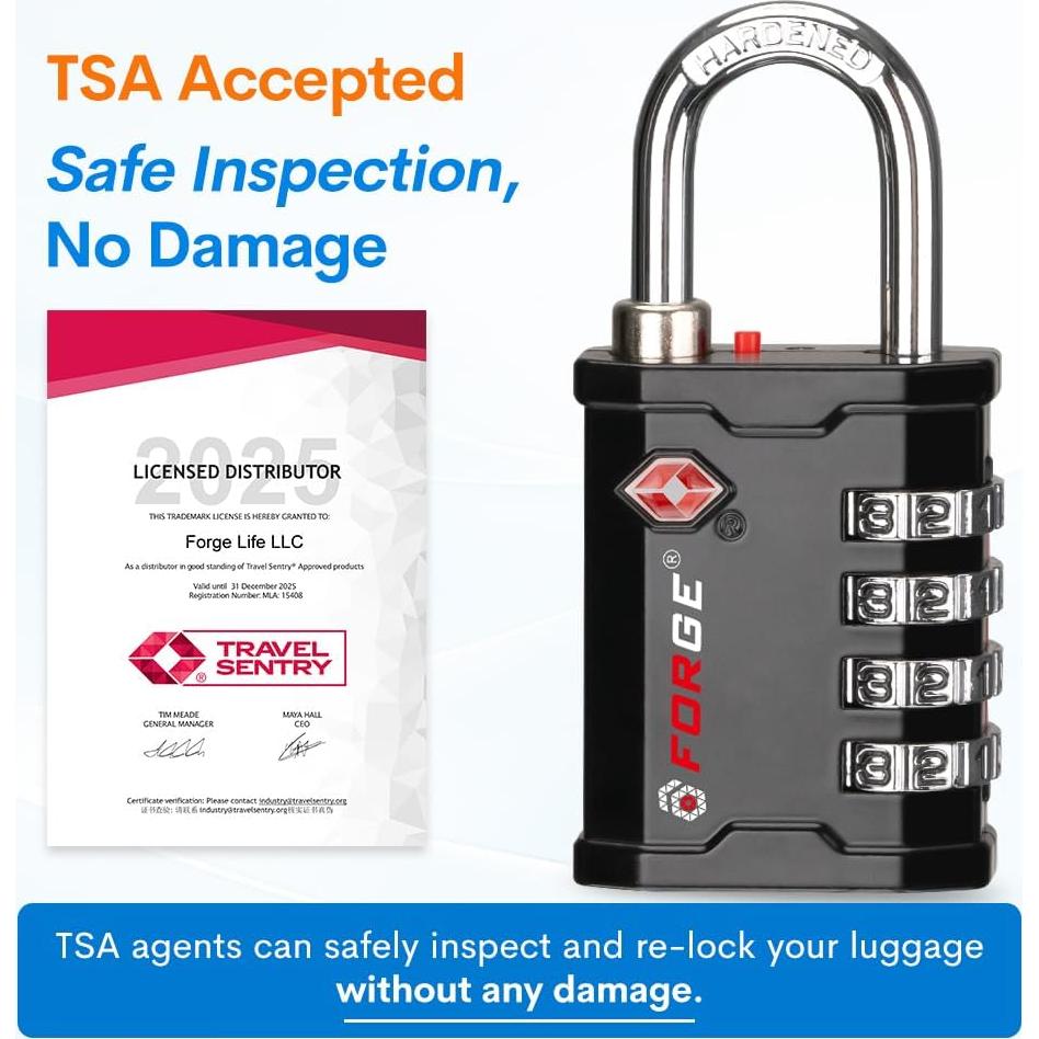 Candados de Viaje Forge TSA 4 Dígitos - 2 Unidades Negros