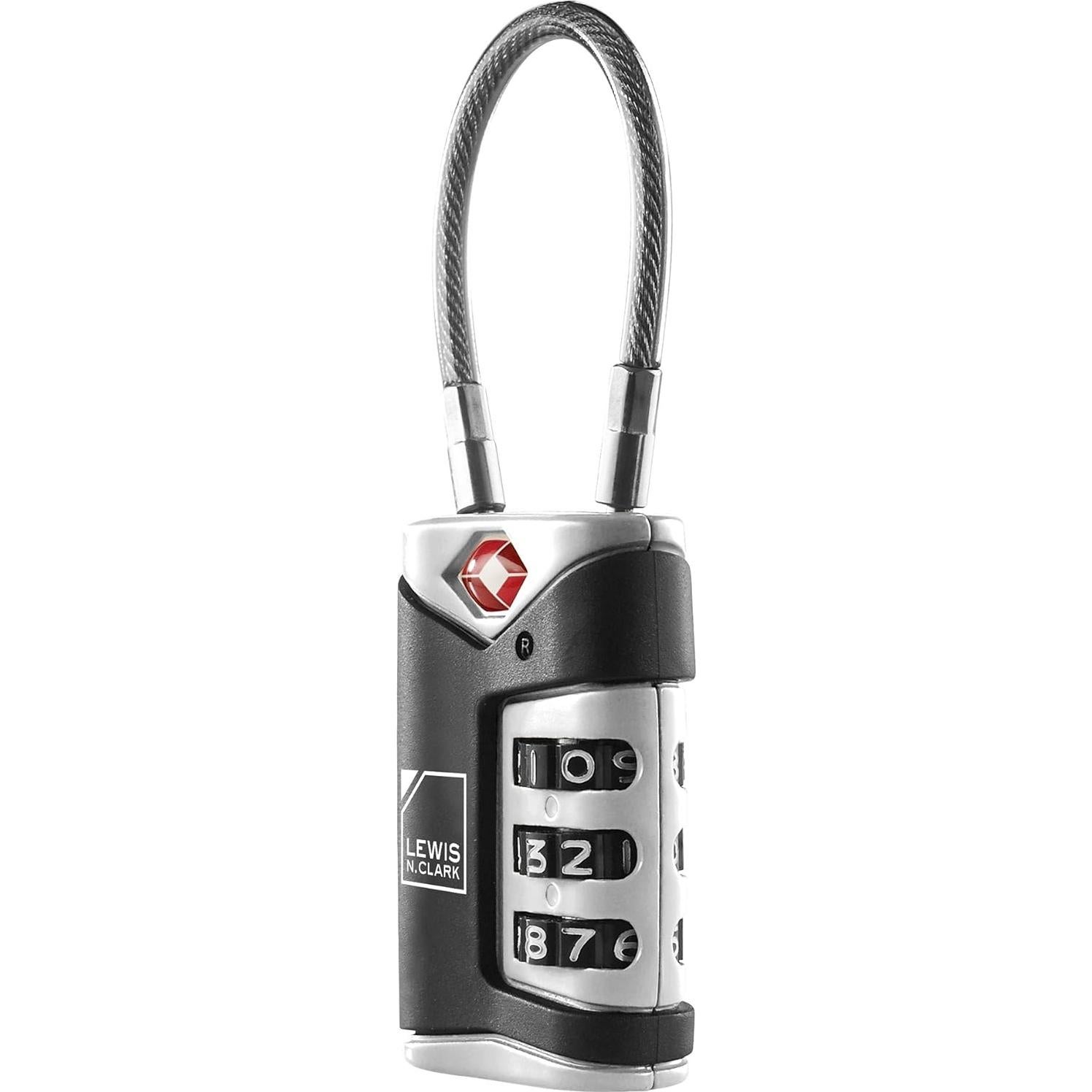 Candado de Equipaje TSA Lewis N. Clark con Cable de Acero Negro