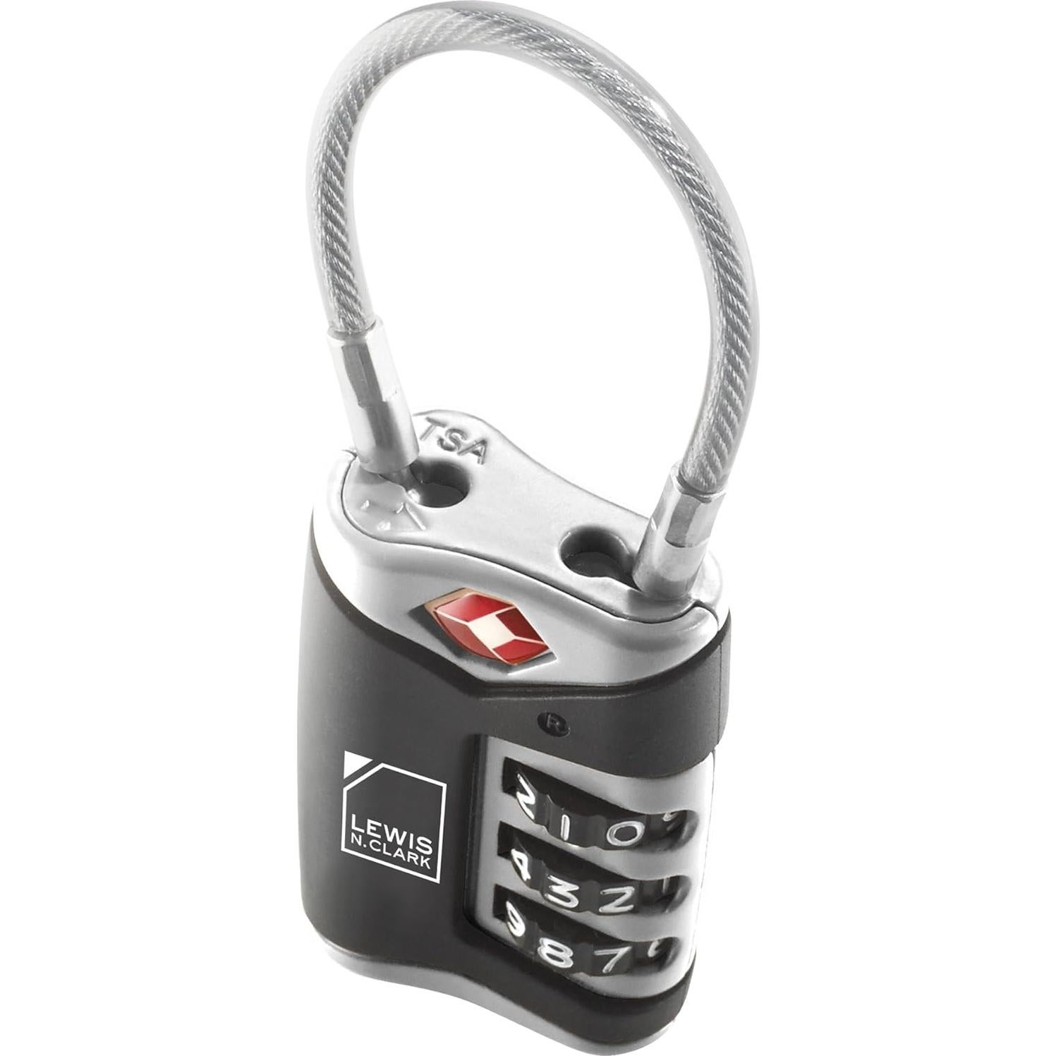 Candado de Equipaje TSA Lewis N. Clark con Cable de Acero Negro