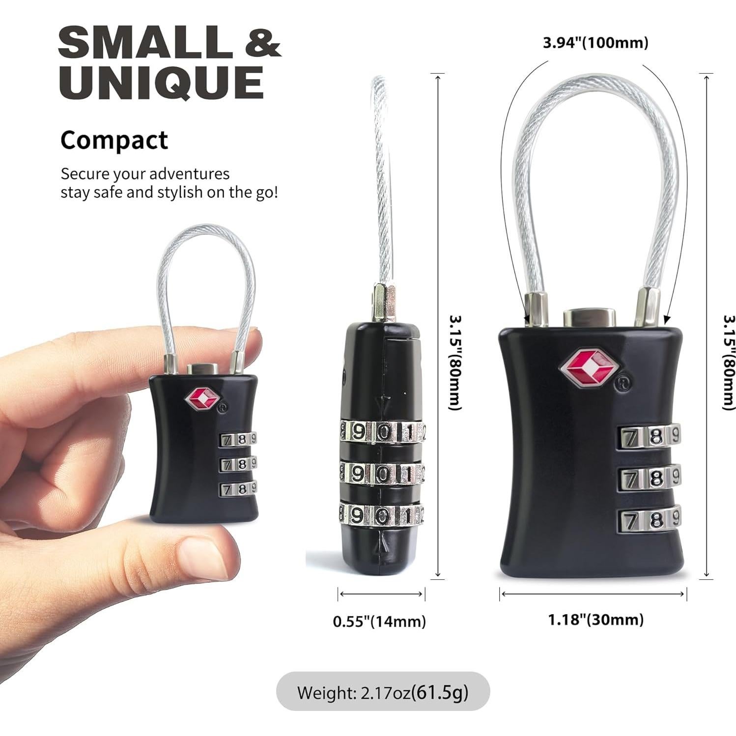 Candado de Combinación TSA UP Security Negro 3 Dígitos