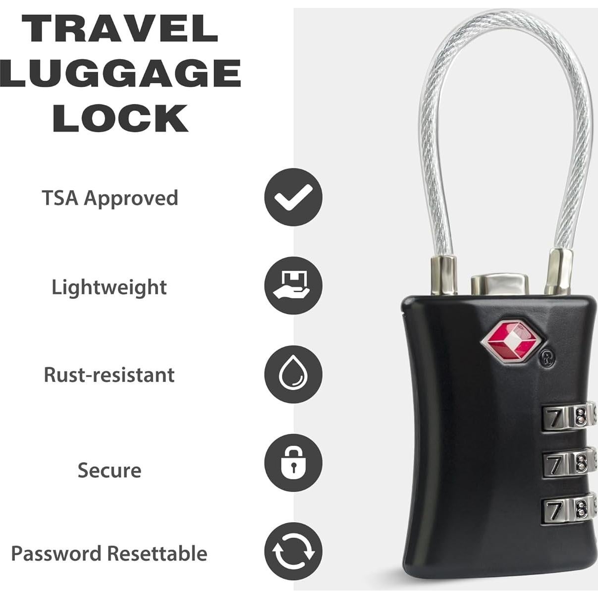 Candado de Combinación TSA UP Security Negro 3 Dígitos