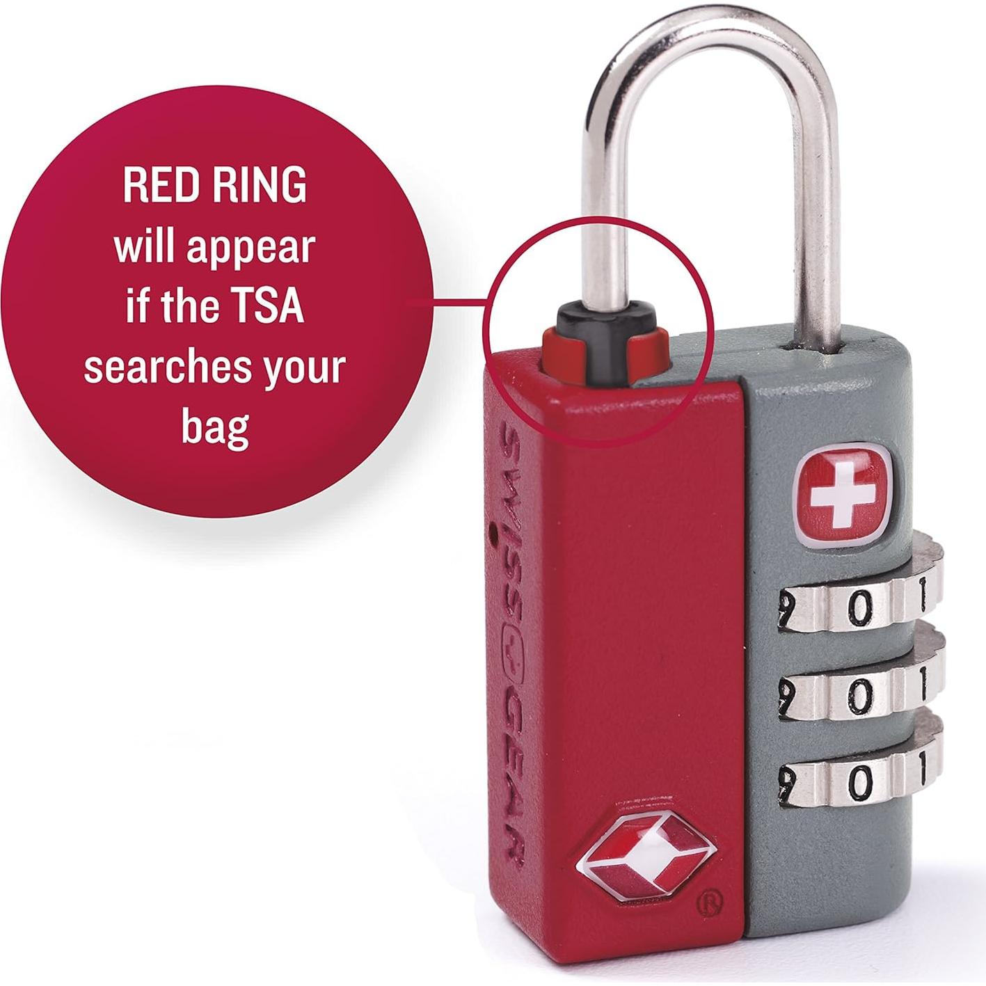 Candado de Equipaje Combinado SwissGear TSA Rojo 1.27x2.79 cm
