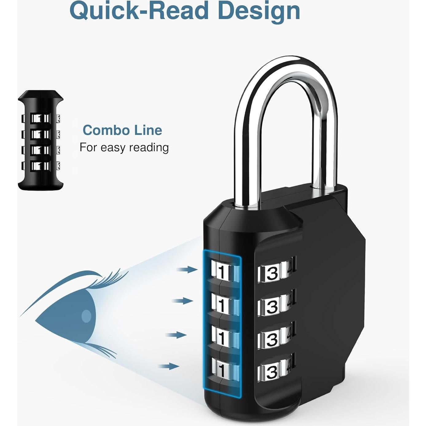 Candado de Combinación Puroma 4 Dígitos Impermeable 2 Pack