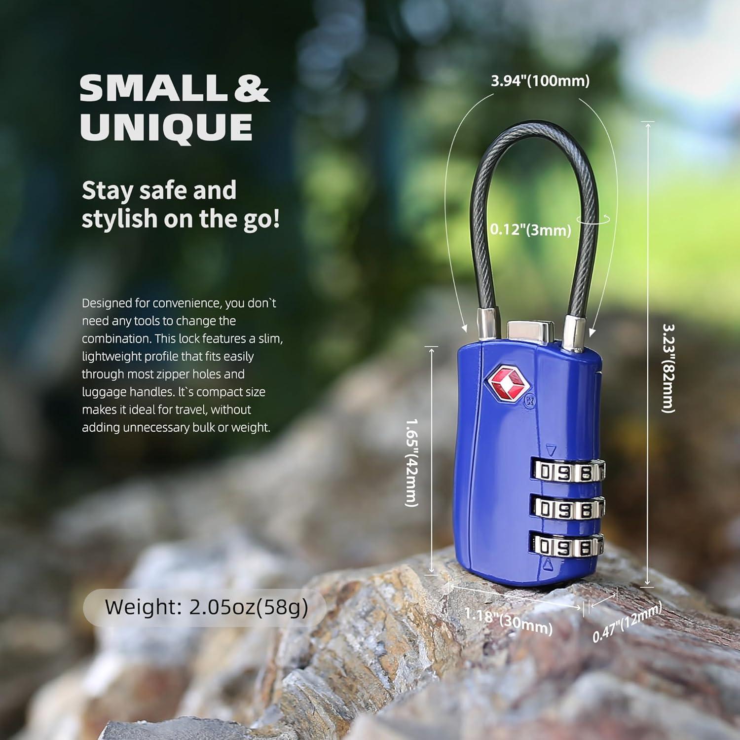 Candado de Combinación TSA UP Security Negro y Azul 0.12 kg