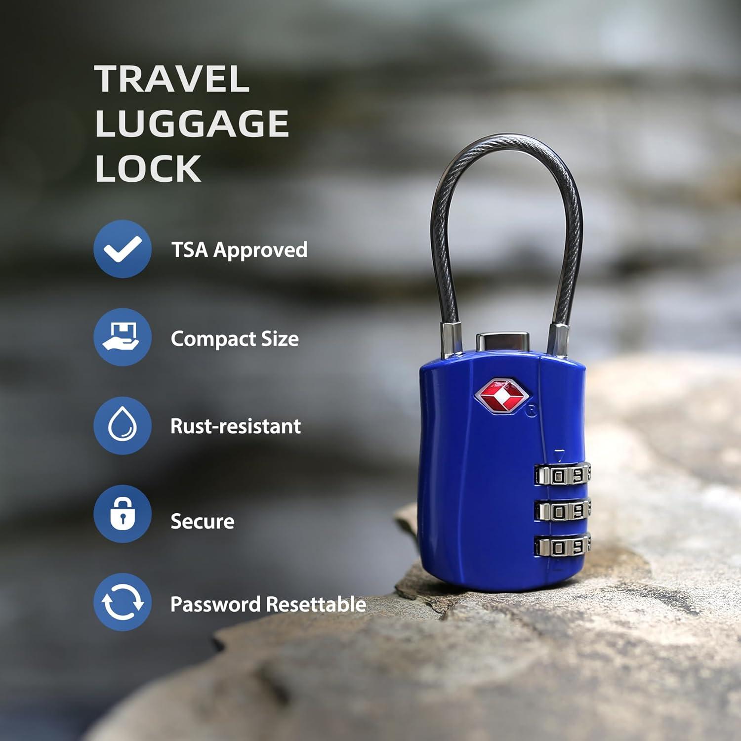 Candado de Combinación TSA UP Security Negro y Azul 0.12 kg