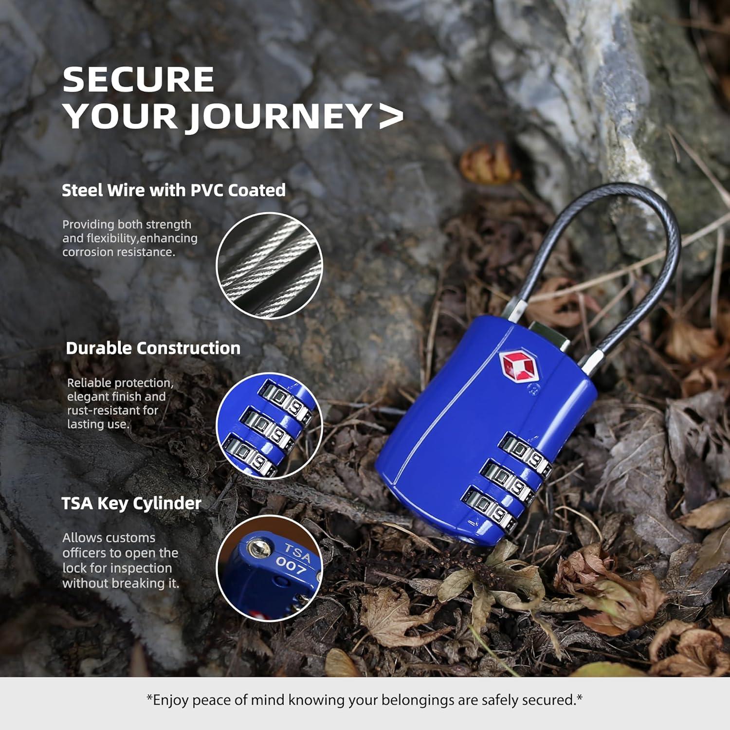 Candado de Combinación TSA UP Security Negro y Azul 0.12 kg