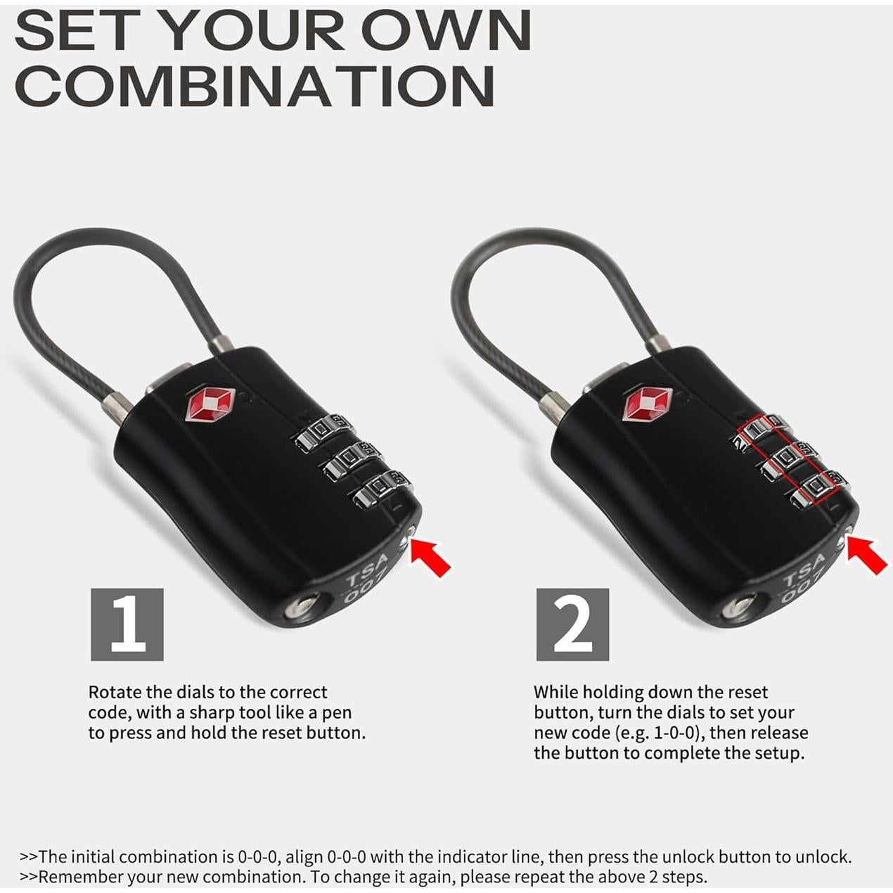 Candado de Combinación TSA UP Security Negro y Azul 0.12 kg