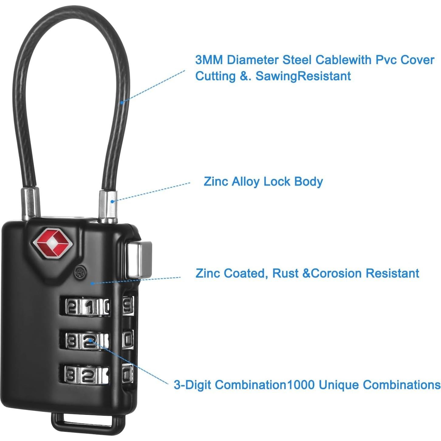 Candados TSA Cogguepe 2 PCS Combinación para Equipaje