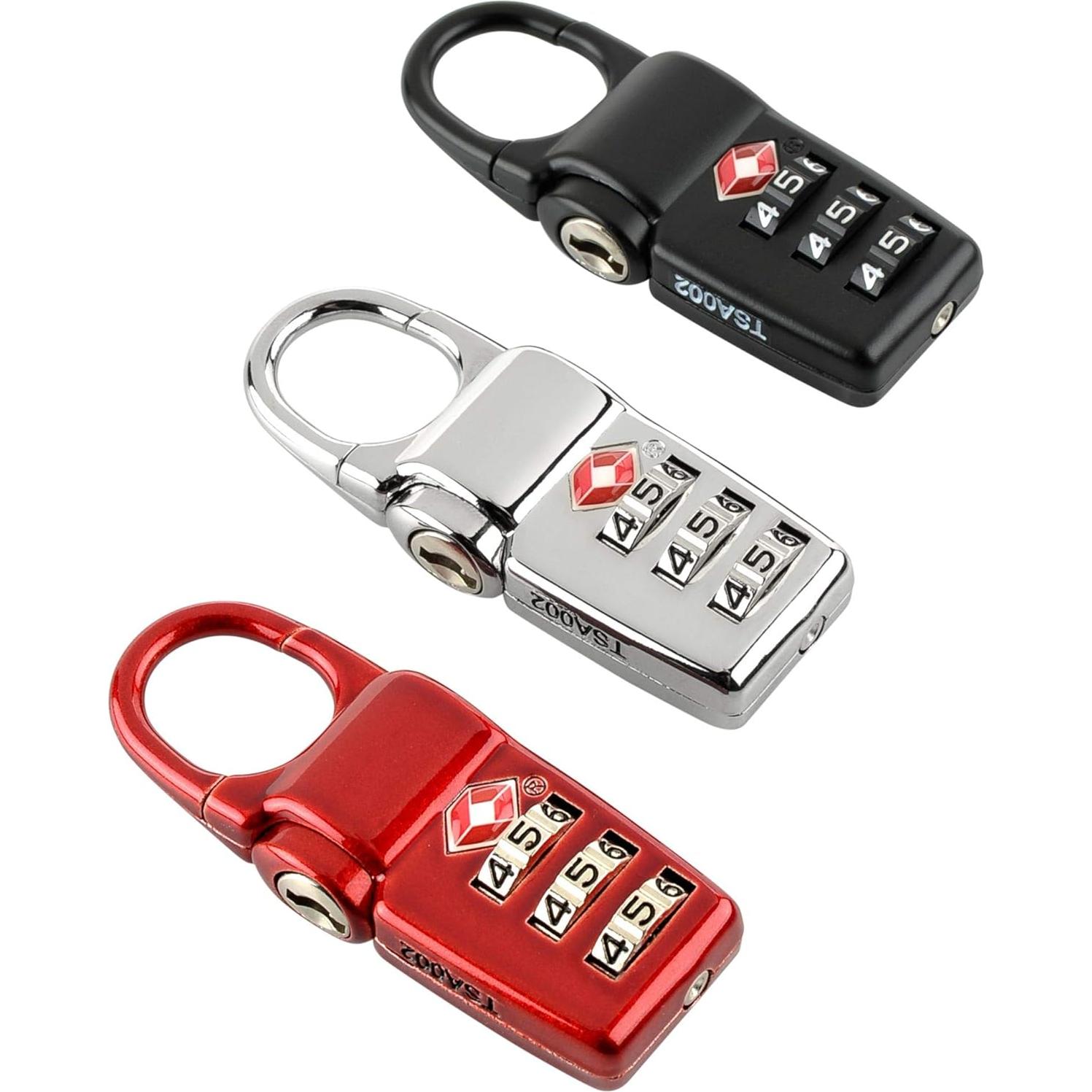 Set de 3 Cerraduras TSA TUMI para Equipaje y Mochilas - Negro/Rojo/Plata