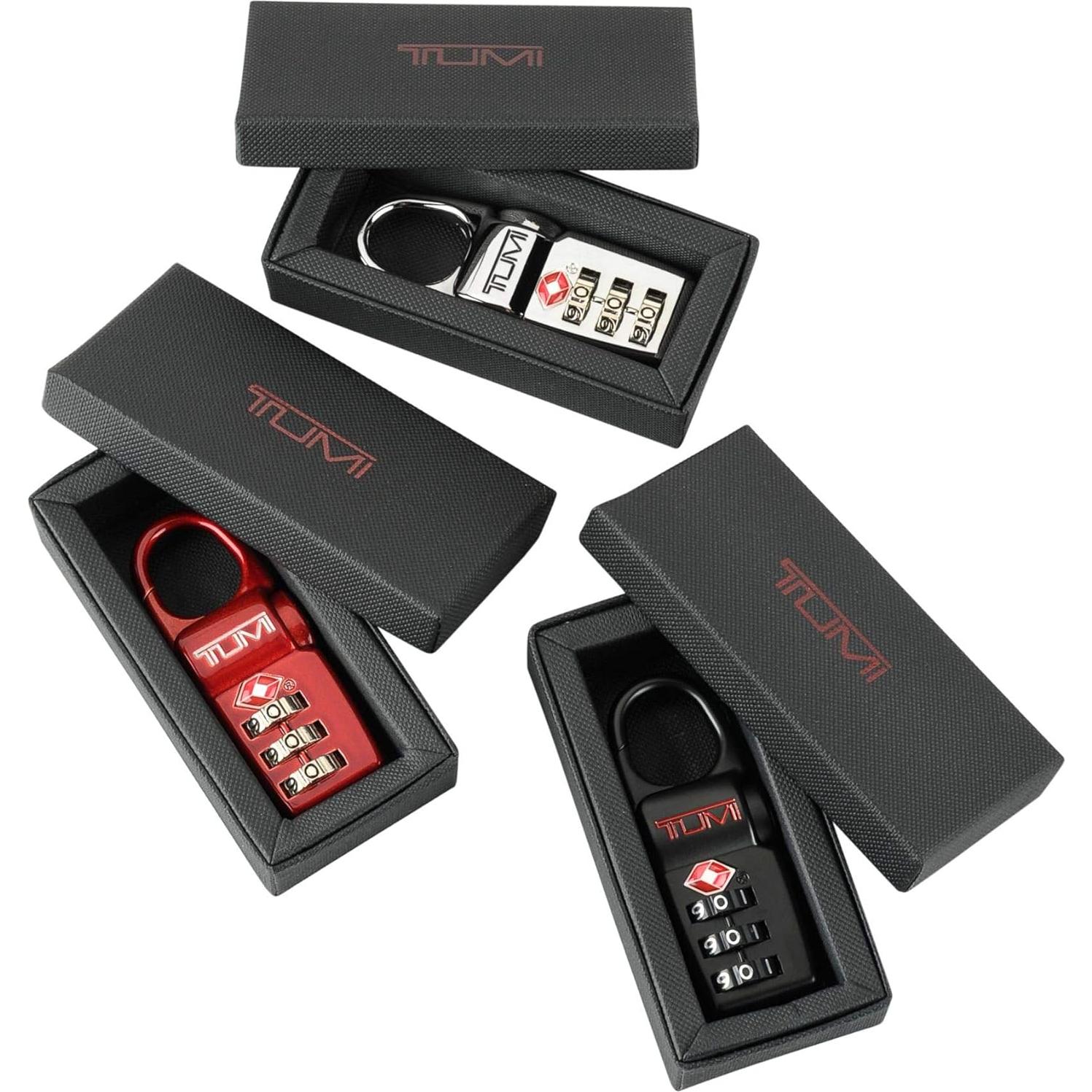Set de 3 Cerraduras TSA TUMI para Equipaje y Mochilas - Negro/Rojo/Plata