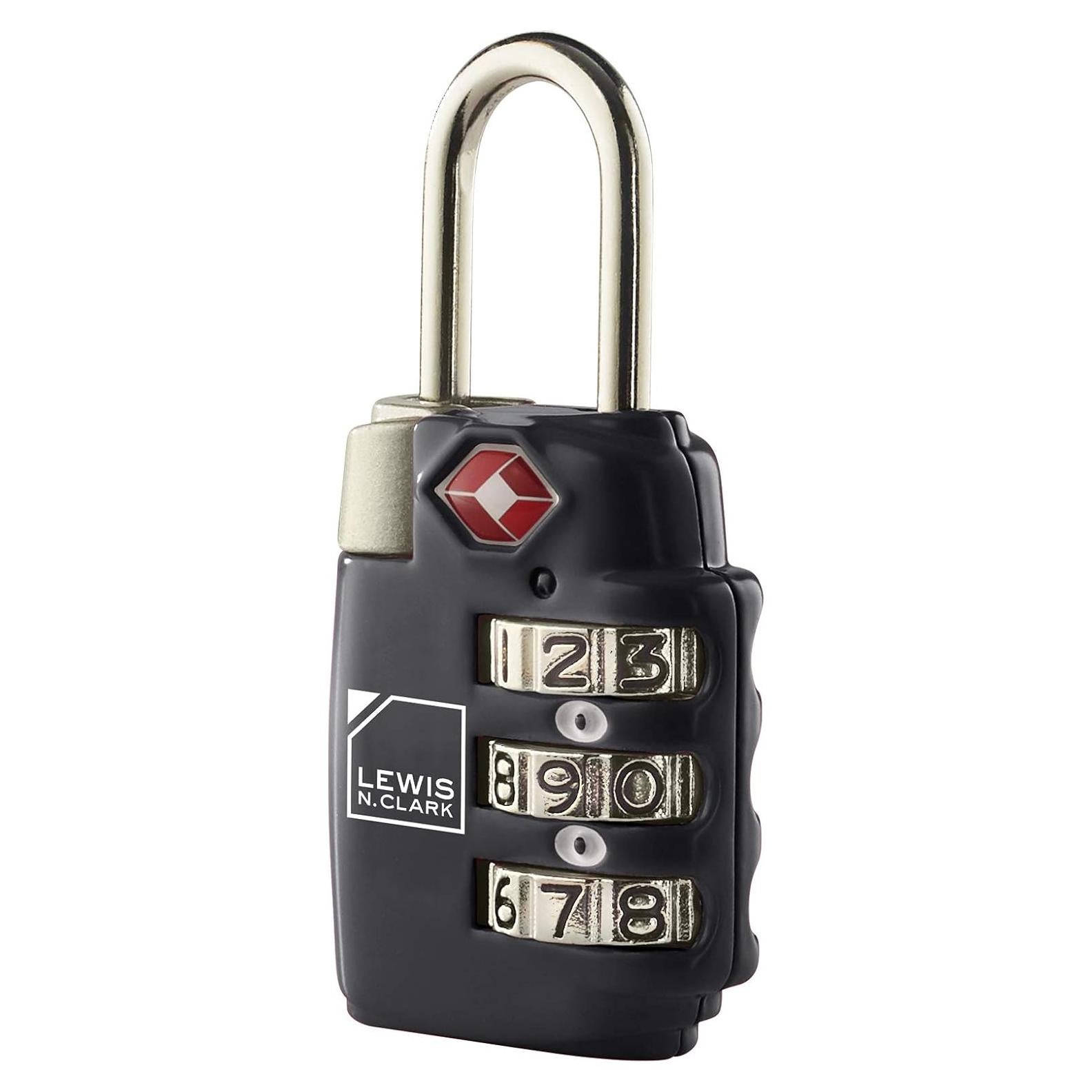 Candado de Equipaje TSA Lewis N. Clark 3 Dígitos Negro - Paquete de 2