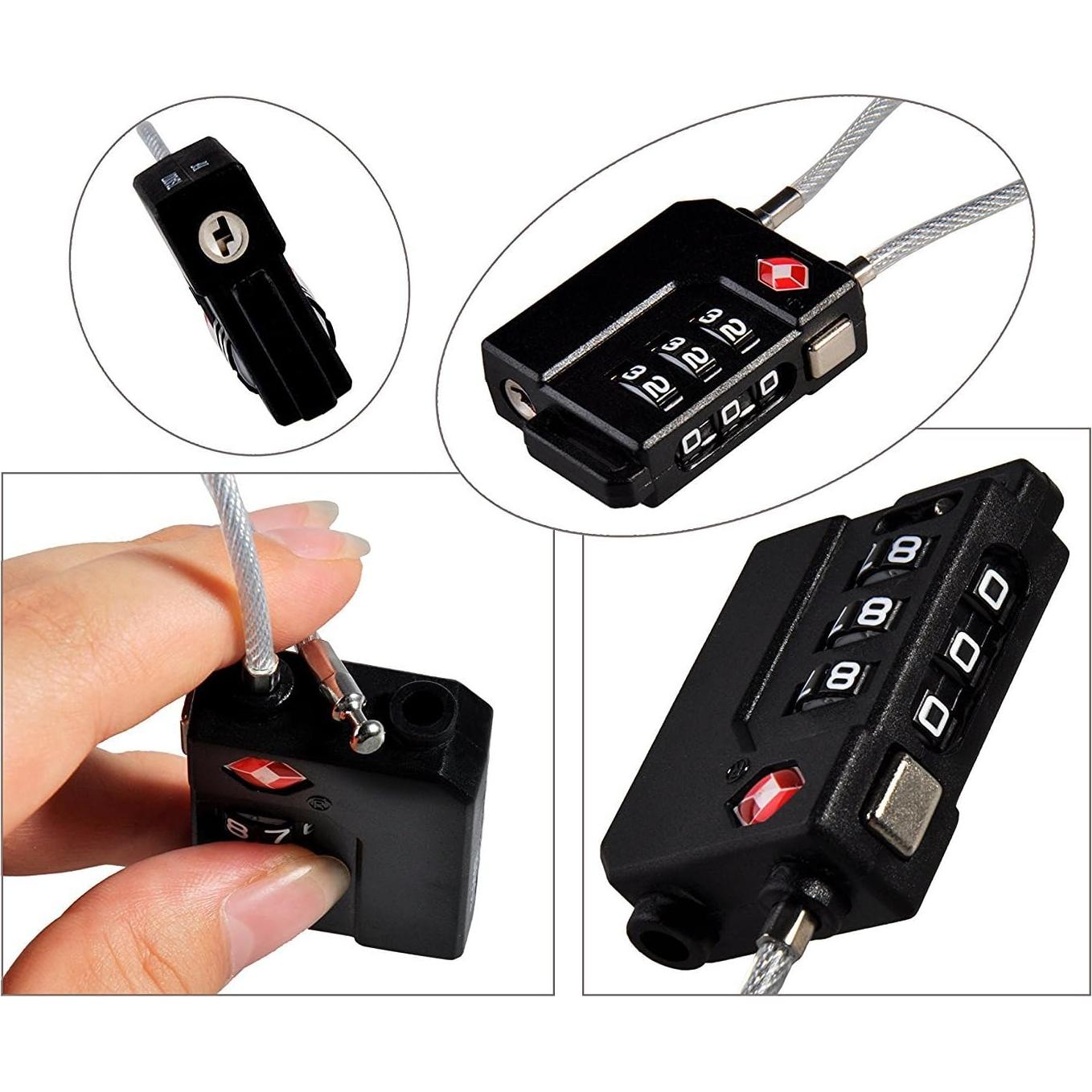 Candado de Combinación TSA Zhovee 3 Dígitos Negro 4-Pack