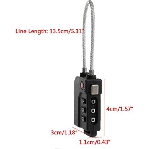 Candado de Combinación TSA Zhovee 3 Dígitos Negro 4-Pack