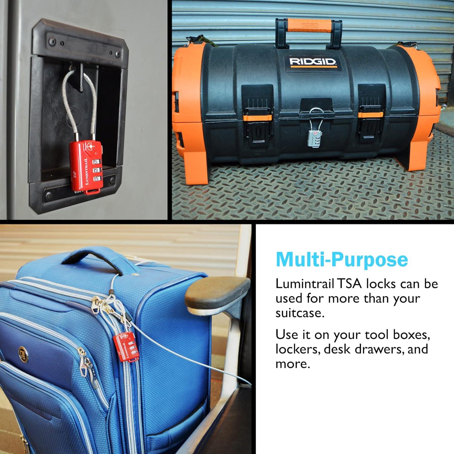 Candado TSA Lumintrail Plata 3 Dígitos con Cable 1.22m