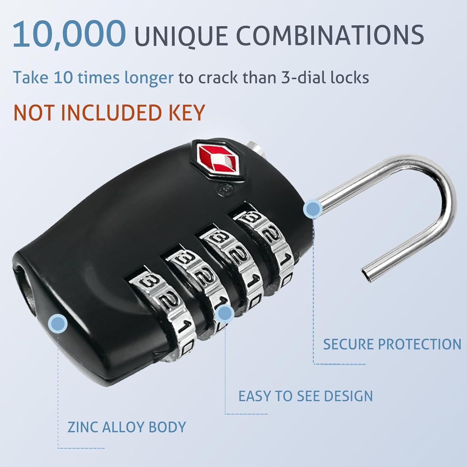 TSA Approved Locks for Luggage TSA Locks for Gun Case Lock 4 Digit Combination Lock Travel Locks TSA Approved Suitcase Locks Combo Lock with Code