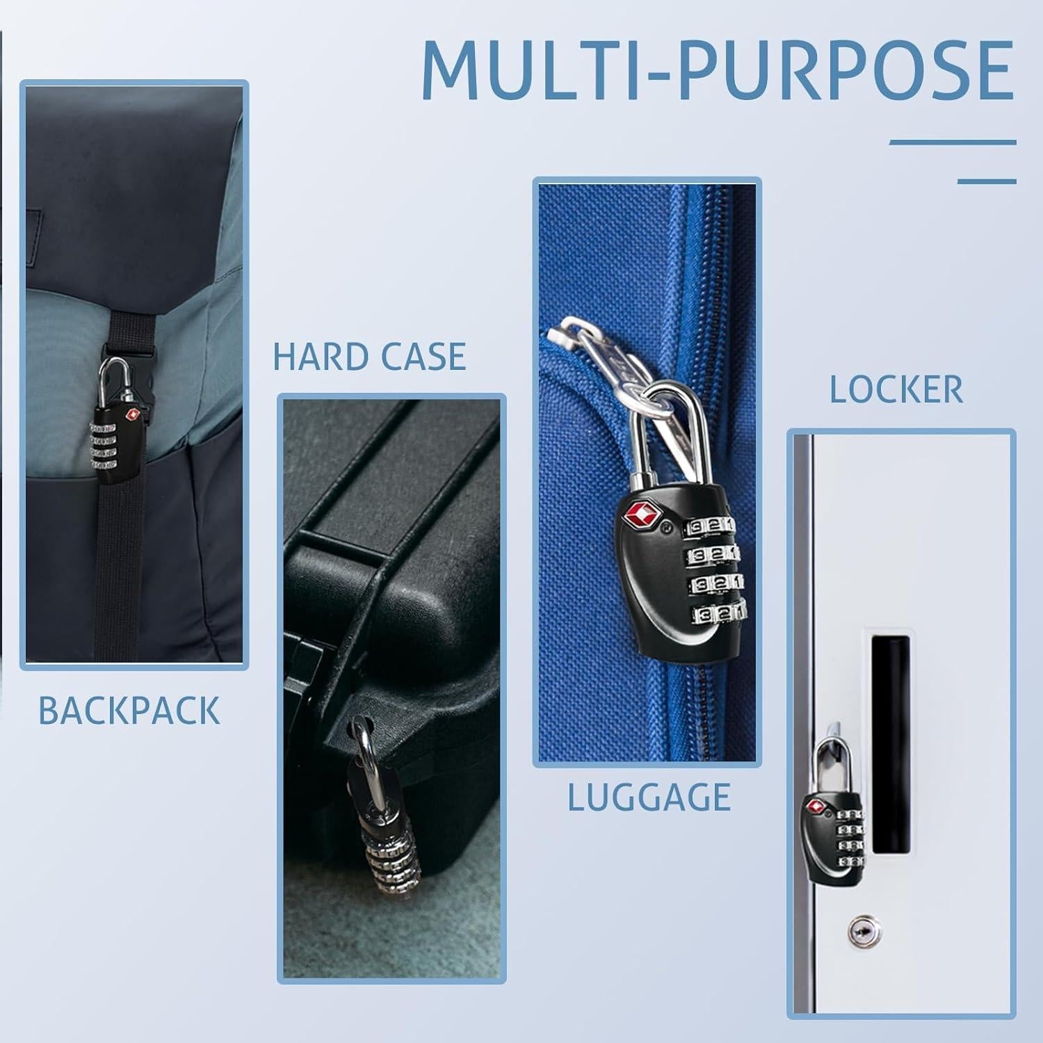 TSA Approved Locks for Luggage TSA Locks for Gun Case Lock 4 Digit Combination Lock Travel Locks TSA Approved Suitcase Locks Combo Lock with Code