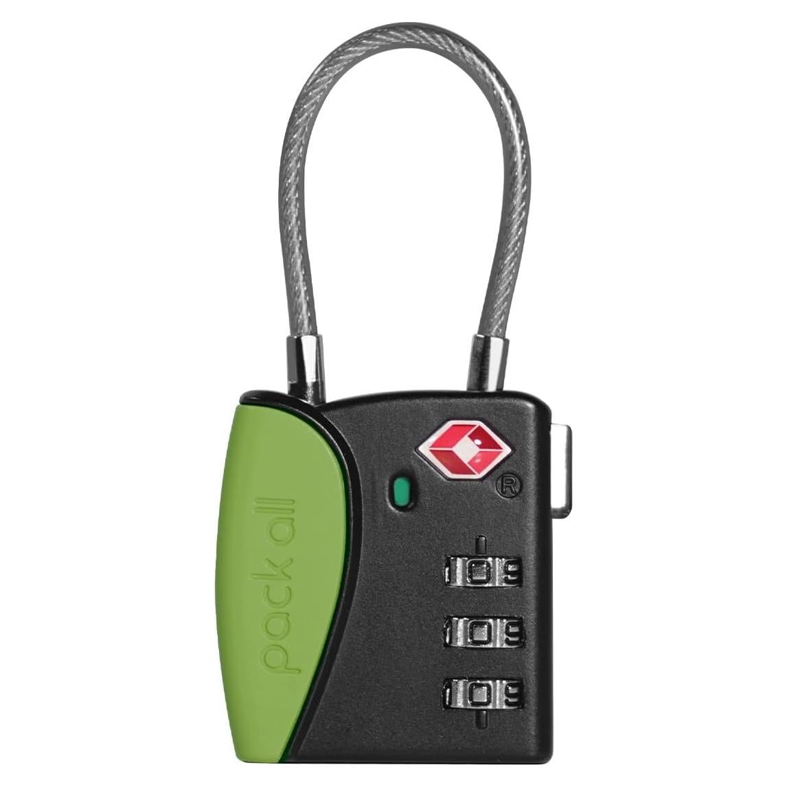 Candado de Equipaje Pack All TSA Combinación 3 Dígitos Verde