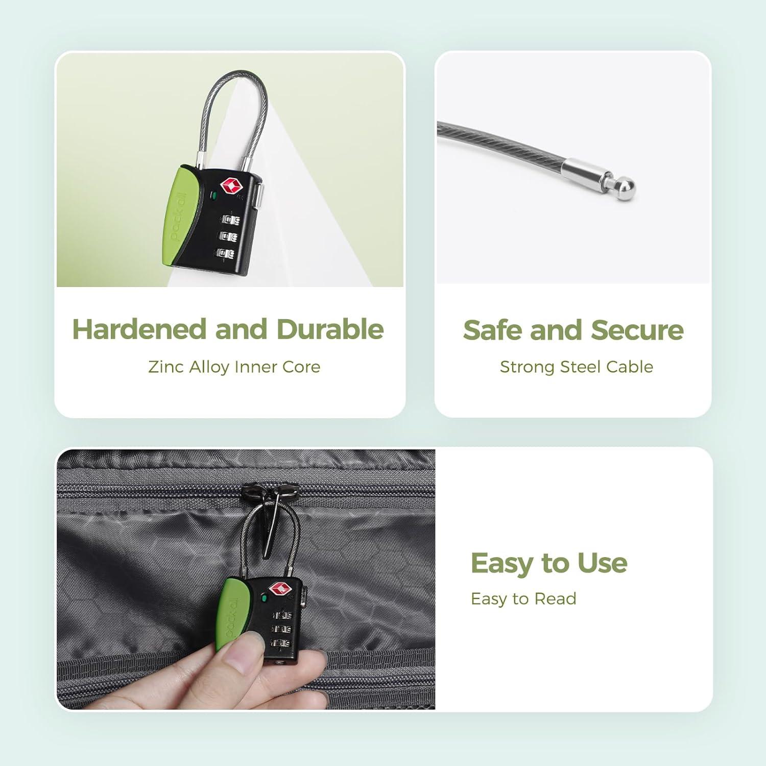 Candado de Equipaje Pack All TSA Combinación 3 Dígitos Verde