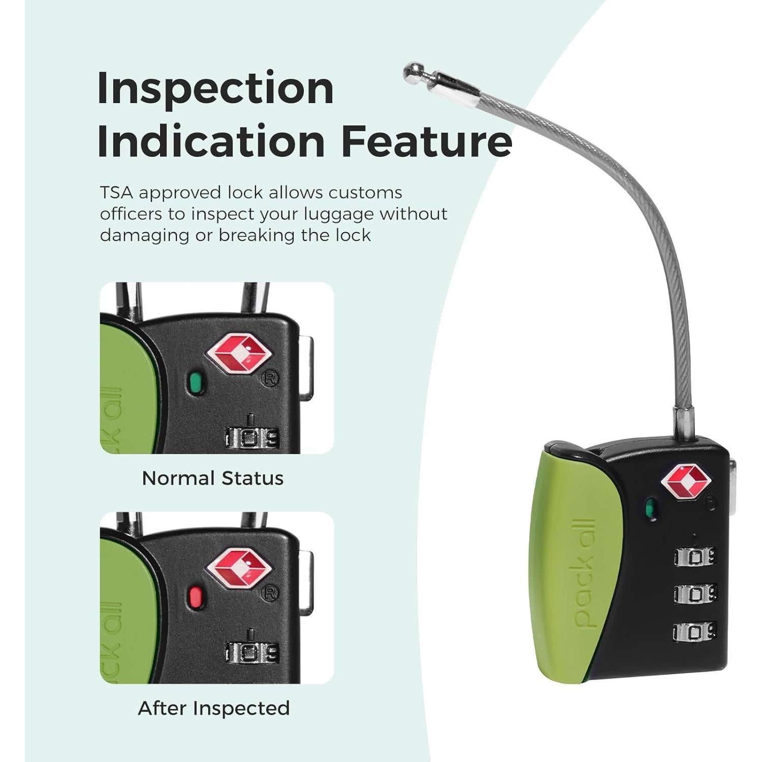 Candado de Equipaje Pack All TSA Combinación 3 Dígitos Verde