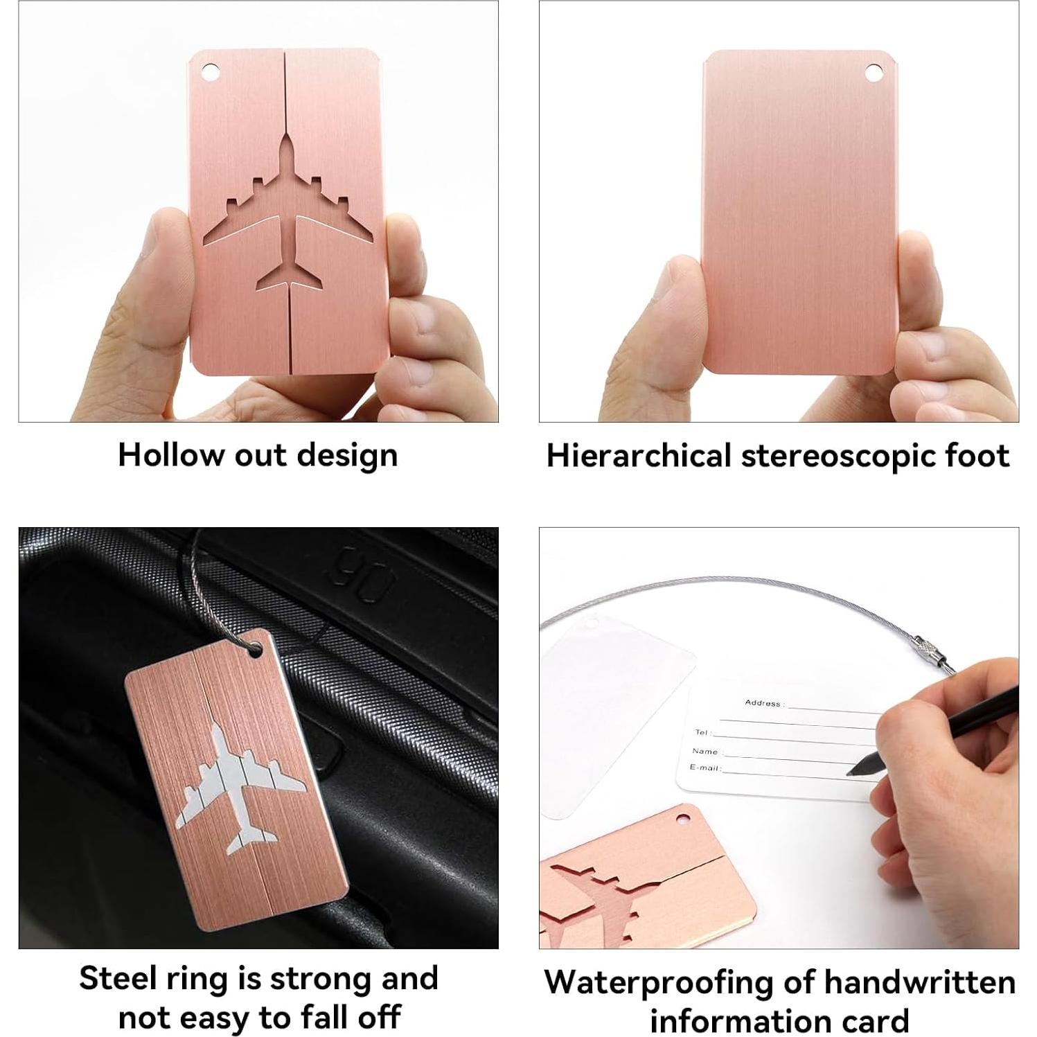 AOUTACC 2 Pack Candado TSA y Etiquetas de Equipaje Aluminio