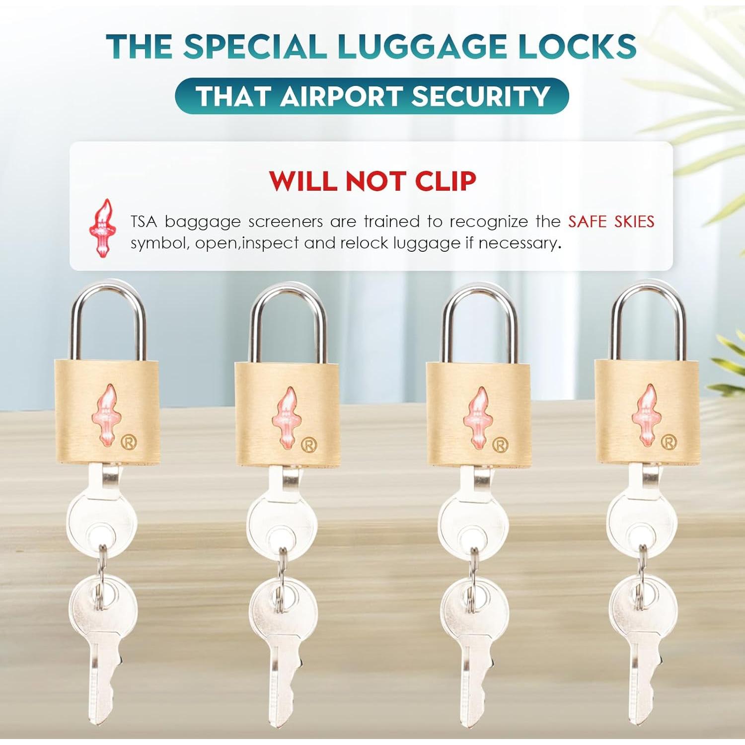 4 Candados de Equipaje TSA DUALCROWN de Latón Pulido