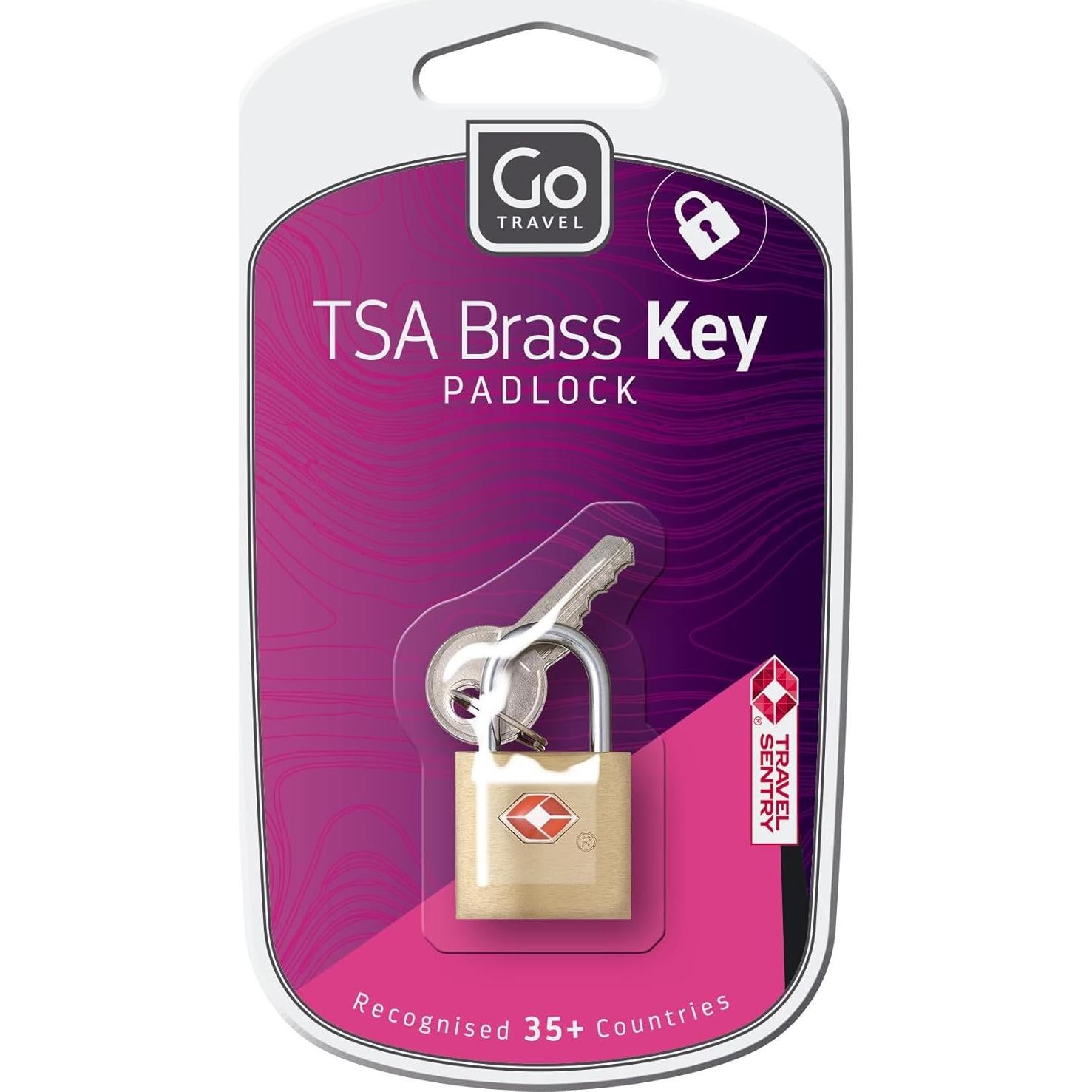 Candado TSA de Llave Go Travel para Maletas - Latón 2 Llaves