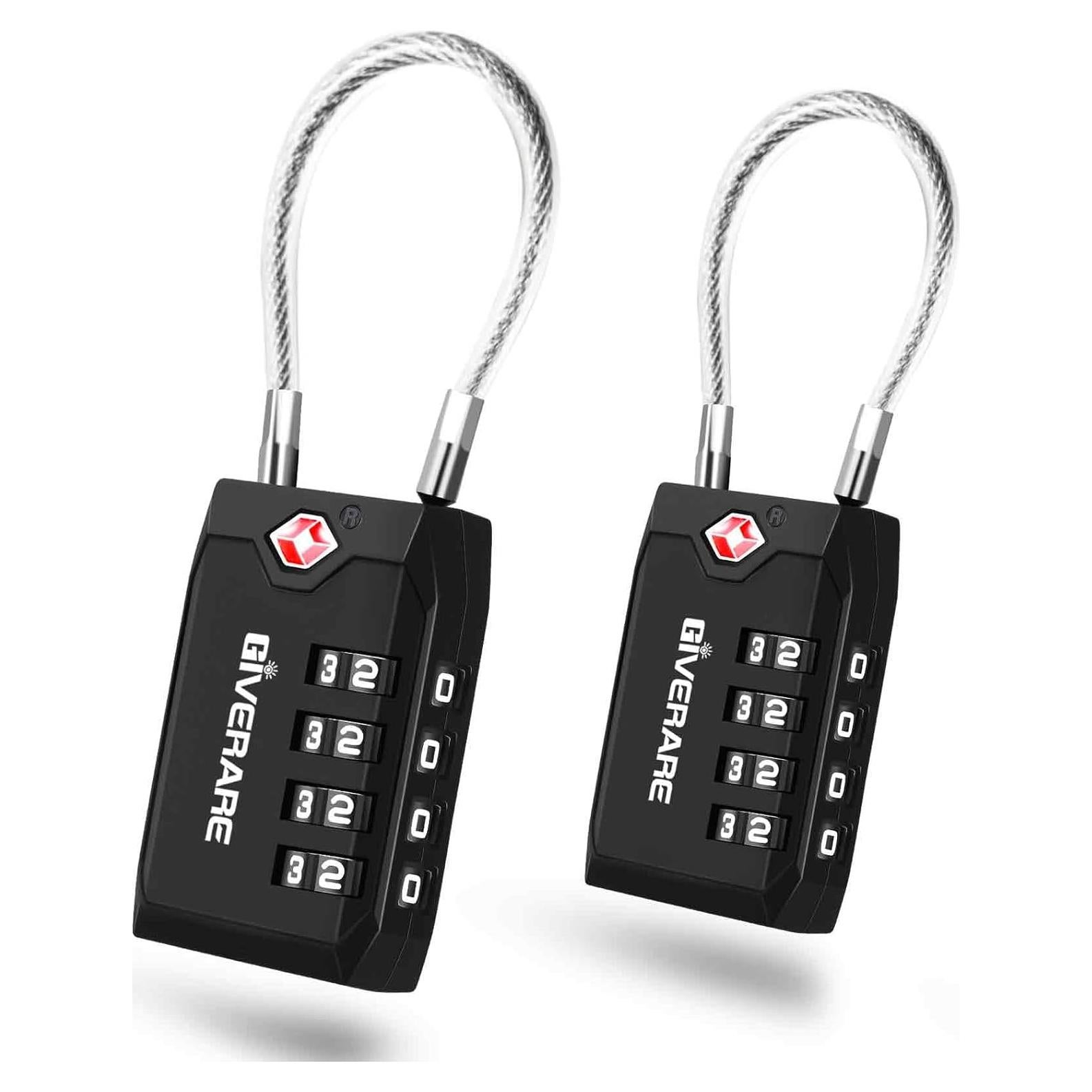 2 Candados de Equipaje GIVERARE Aprobados por TSA 4 Dígitos