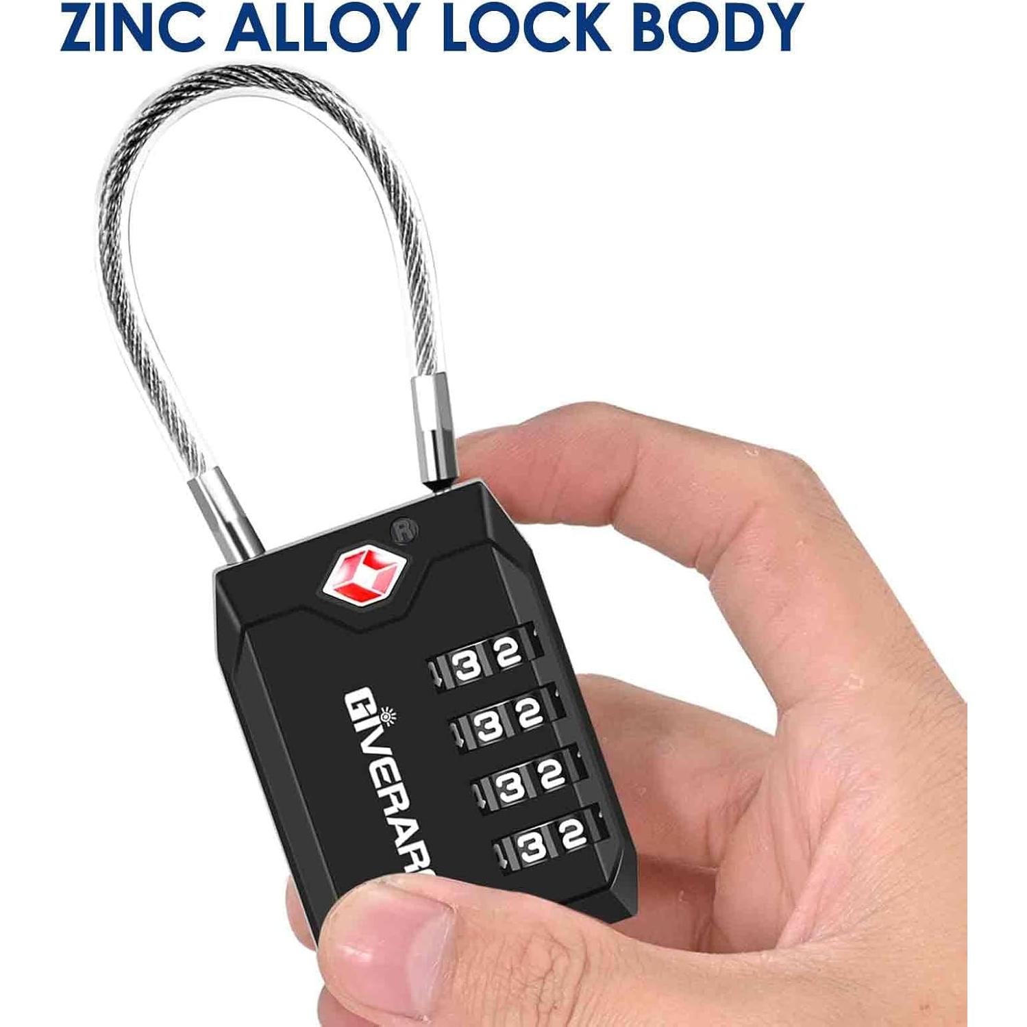 2 Candados de Equipaje GIVERARE Aprobados por TSA 4 Dígitos