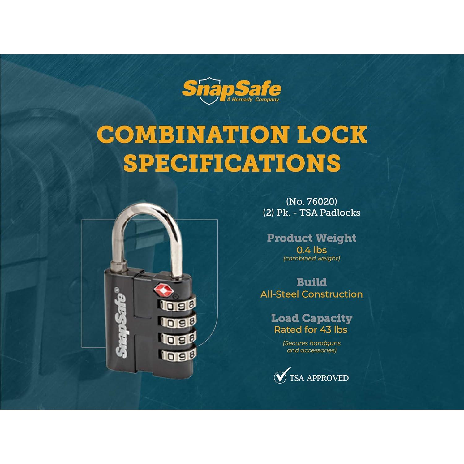Candados de Combinación TSA SnapSafe 76020 - 2 Piezas, Metal