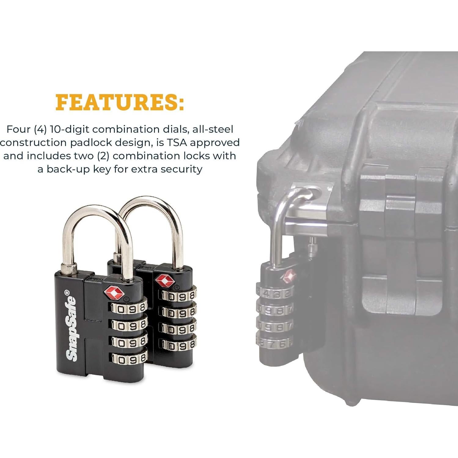Candados de Combinación TSA SnapSafe 76020 - 2 Piezas, Metal