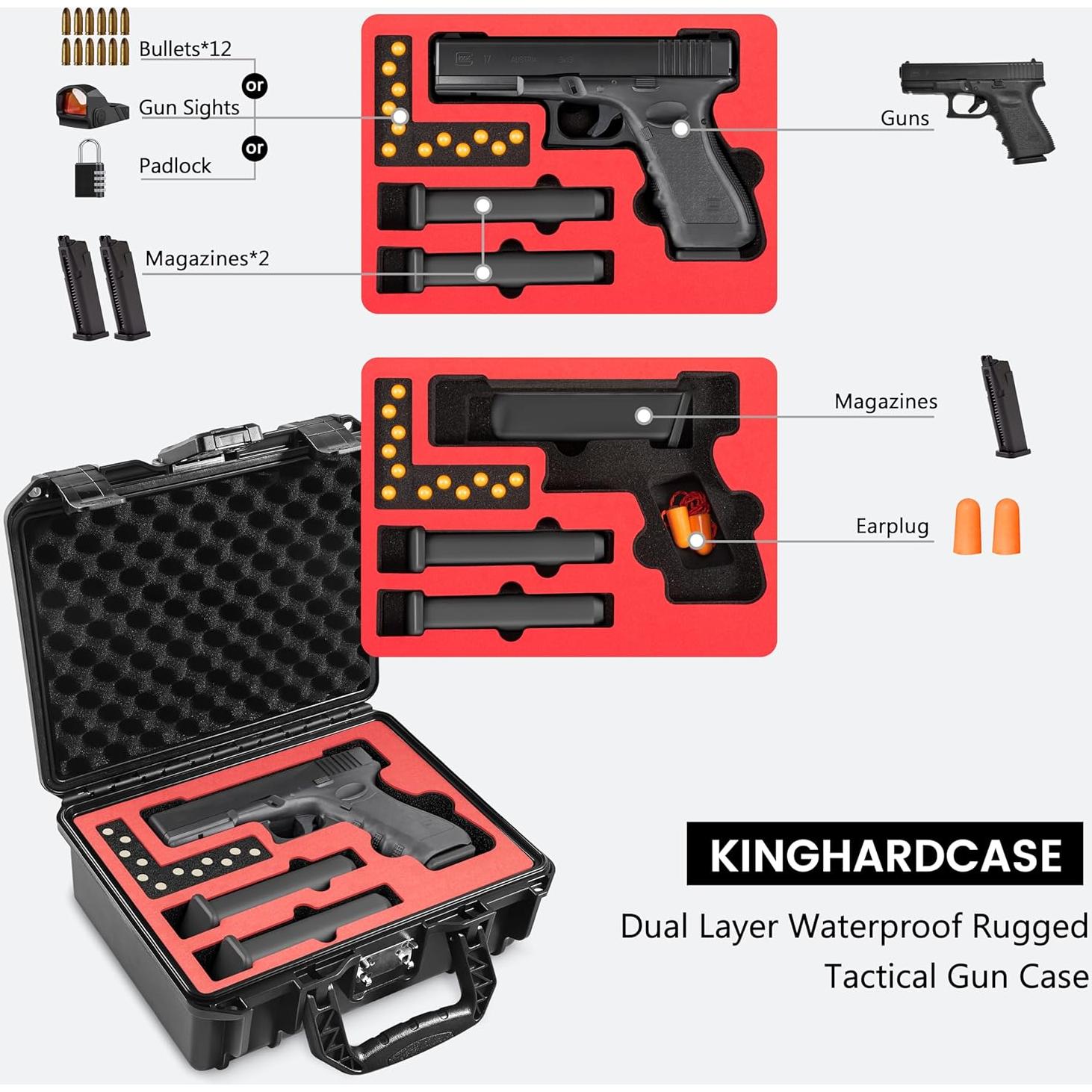 Caja de Pistola con Cerradura TSA Kinghardcase para Glock
