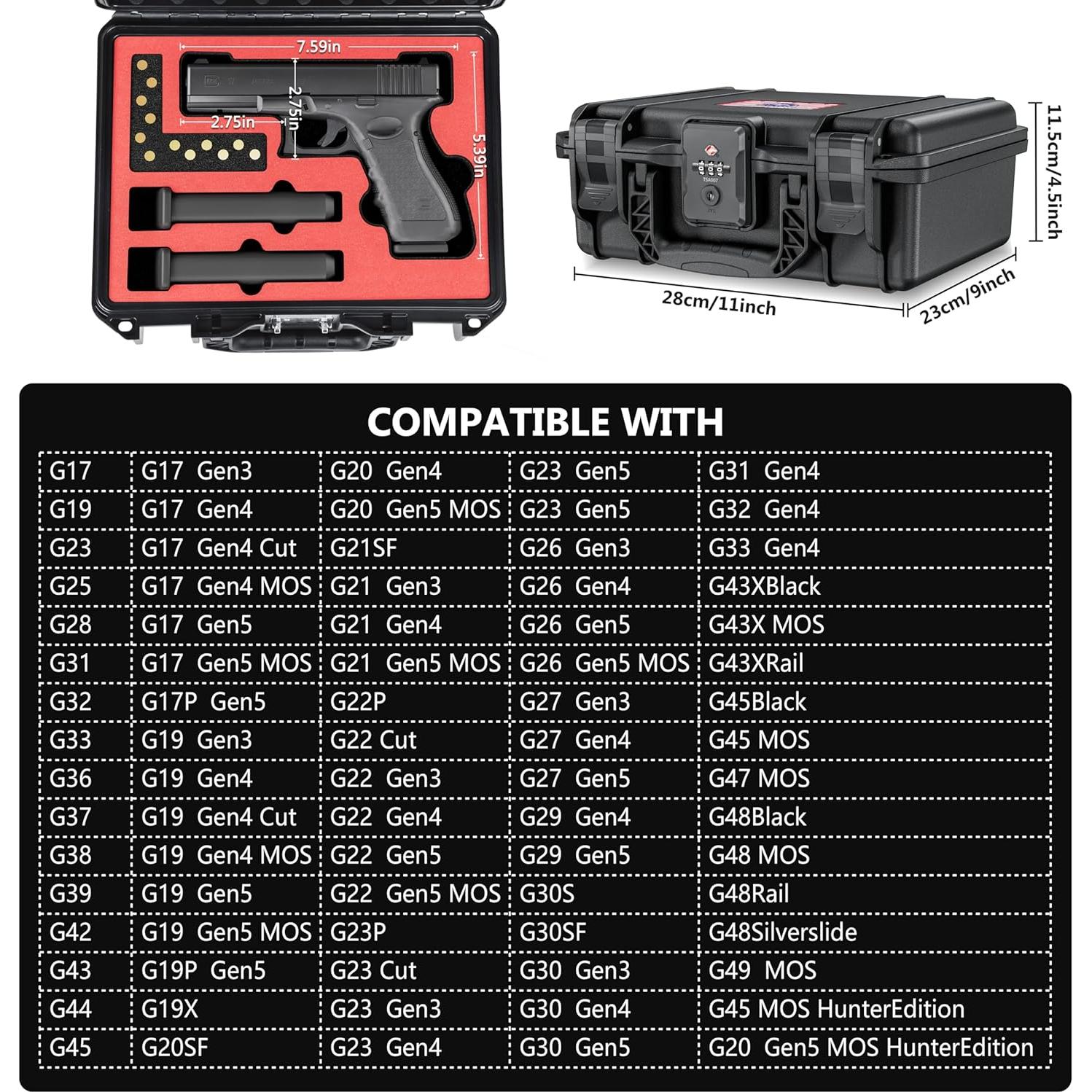 Caja de Pistola con Cerradura TSA Kinghardcase para Glock
