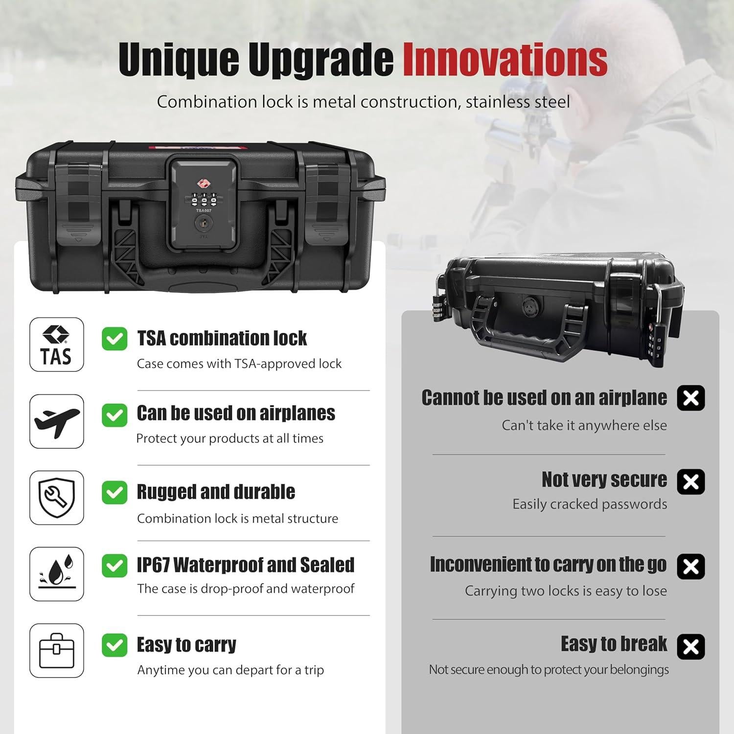Caja de Pistola con Cerradura TSA Kinghardcase para Glock