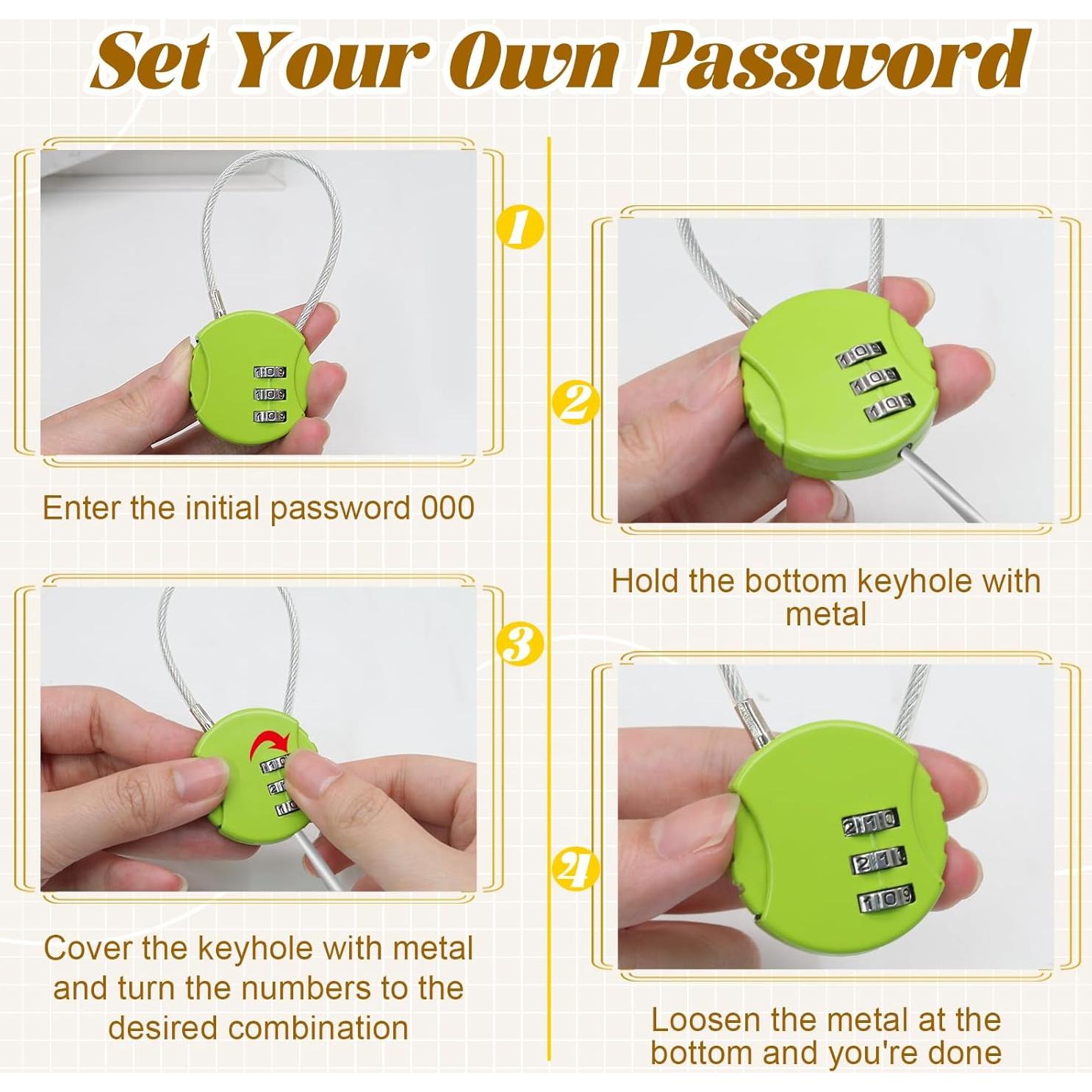 Paquete de 4 Candados de Combinación Bonsicoky 3 Dígitos