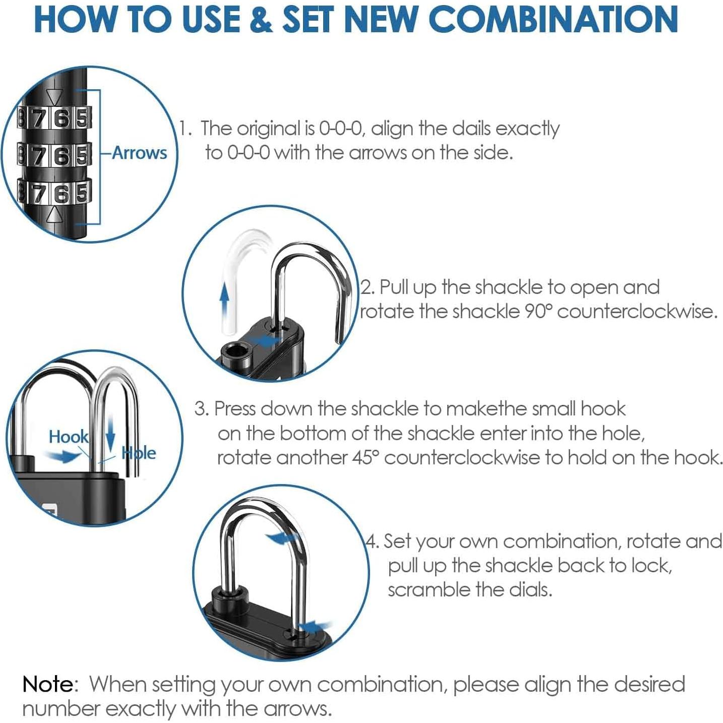 Candado de Combinación GIVERARE 3 Dígitos Resistente Negro