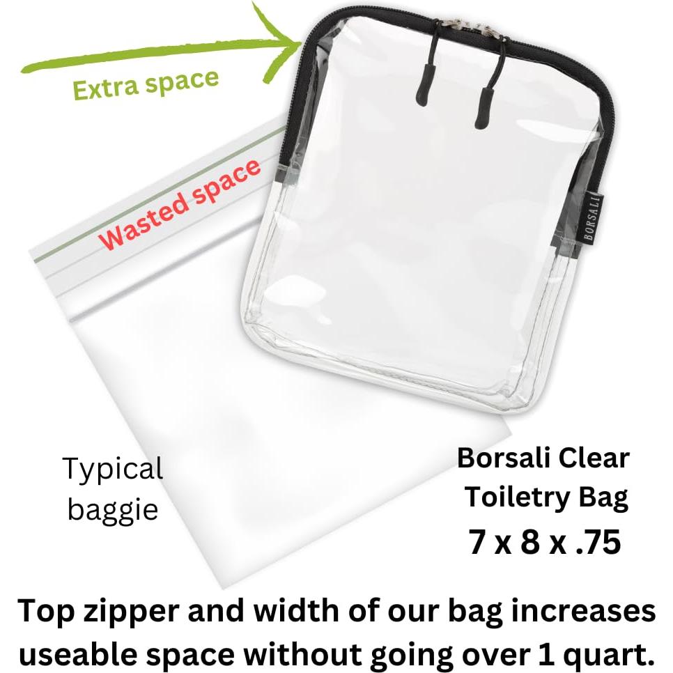 Bolsa TSA BORSALI Tamaño Quart Transparente 2 Paquete