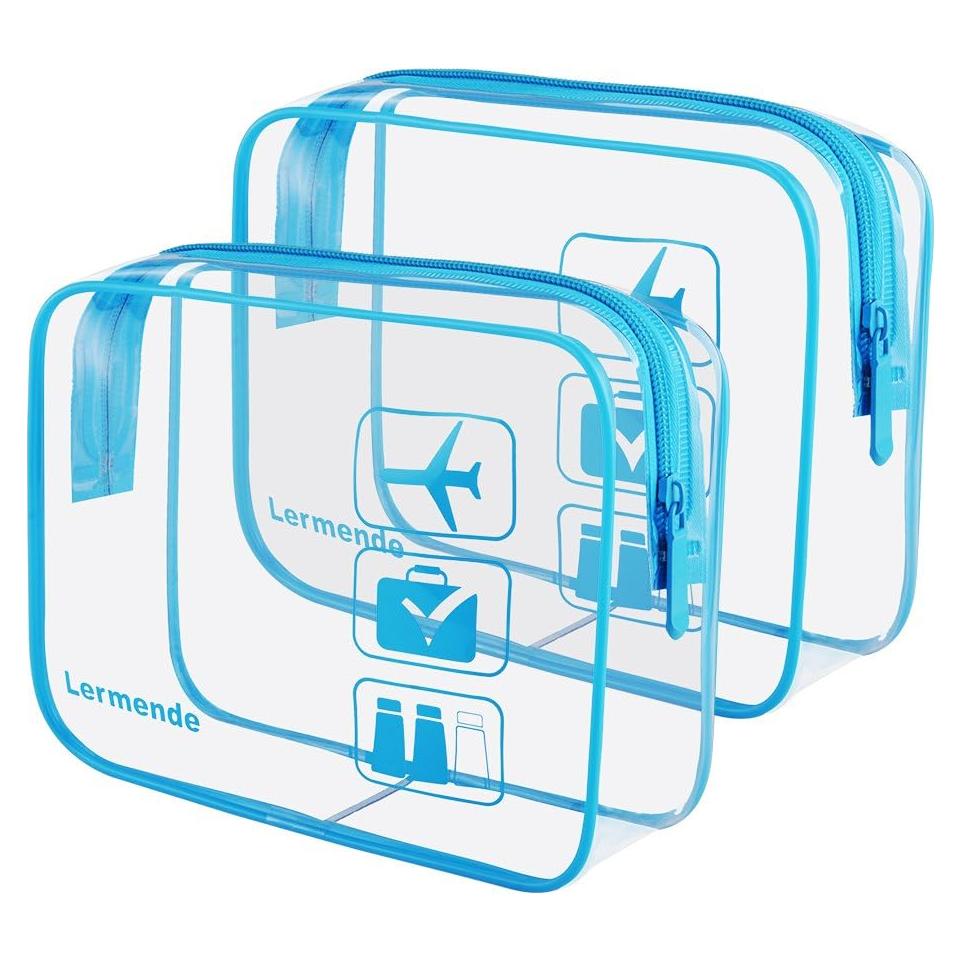 Bolsa de Aseo Transparente Lermende TSA 2 Paquete Azul