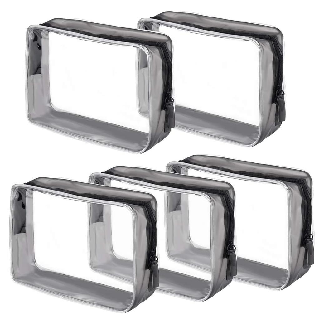 5 Bolsas de Cosméticos Transparentes Wobe Aprobadas por TSA